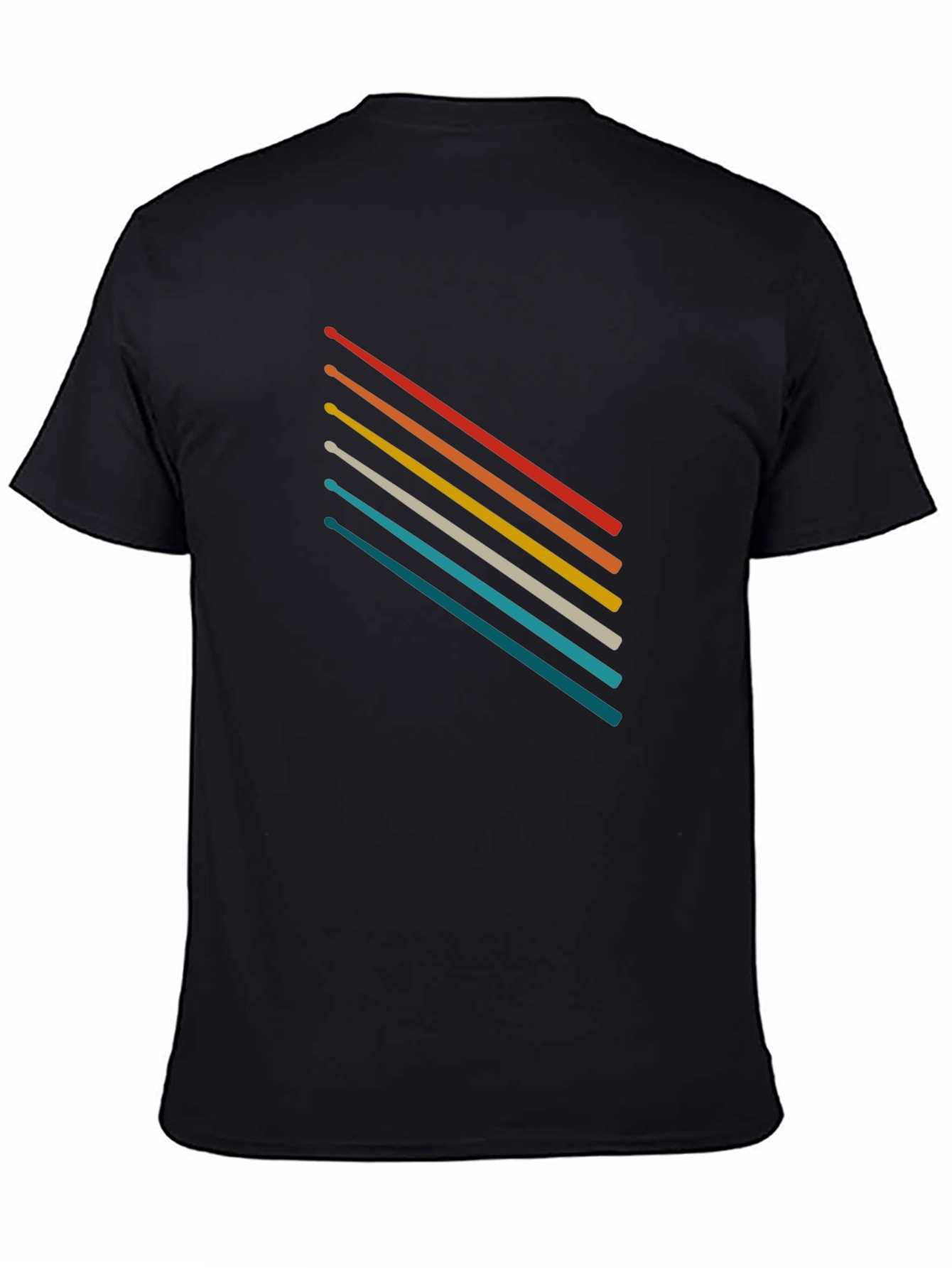 Black Retro Stripe Graphic Tee - Soft Cotton Blend T-Shirt view 4