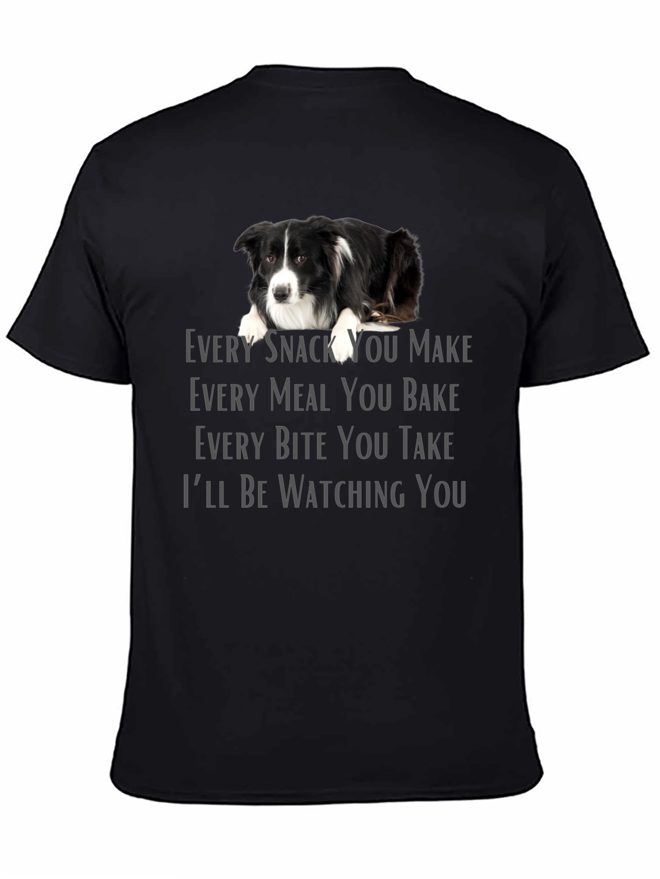 Black Funny Dog Watching You Graphic T-Shirt view 4