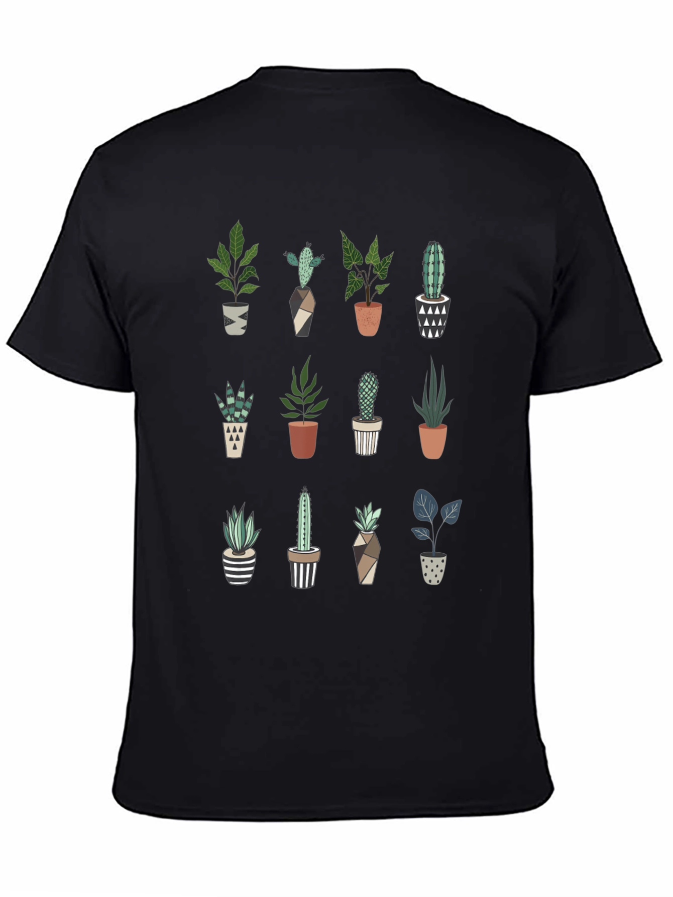 Black Plant Lover T-Shirt: Cute Cactus & Succulent Design view 4
