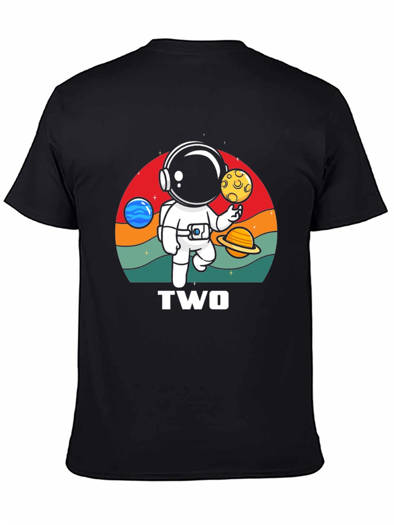Black Astronaut Two Birthday T-Shirt view 4