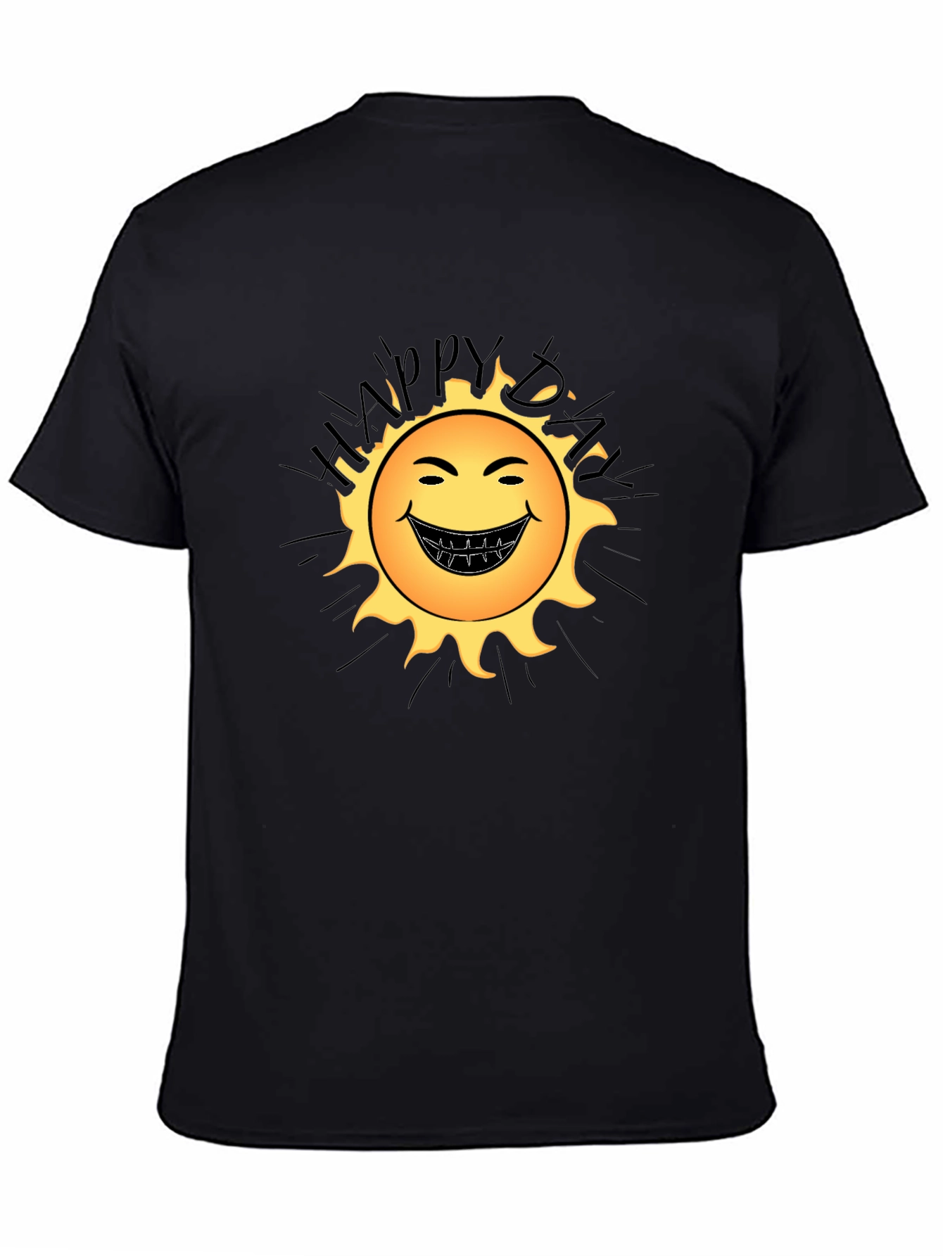 Black Happy Day Sun Graphic Black T-Shirt view 4