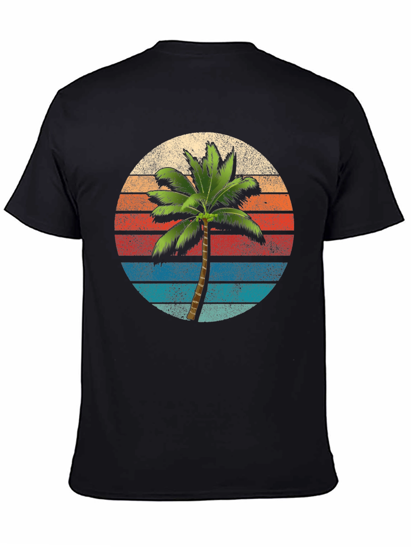 Black Retro Palm Tree Sunset T-Shirt view 4