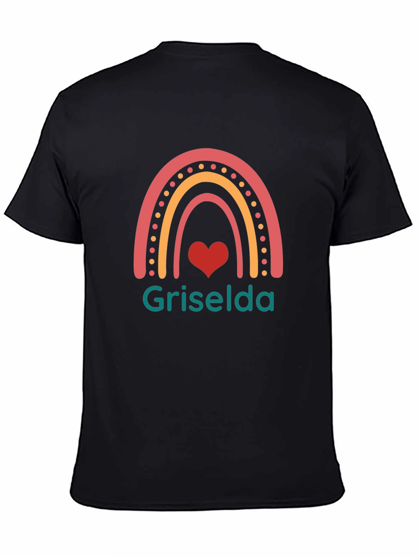 Black Griselda Rainbow Heart T-Shirt - Black view 4