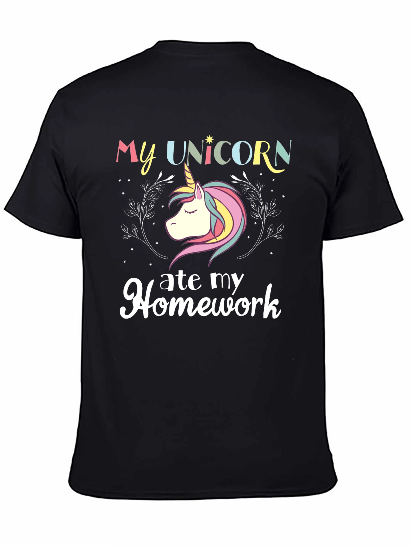 Black My Unicorn Ate My Homework T-Shirt view 4