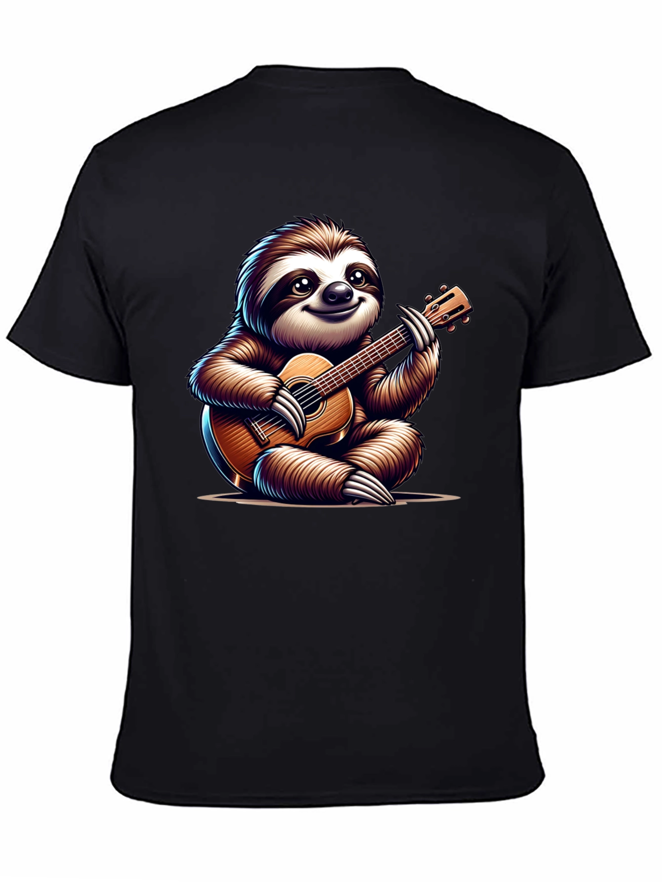 Black Sloth Guitar T-Shirt - Cute Musical Tee view 4