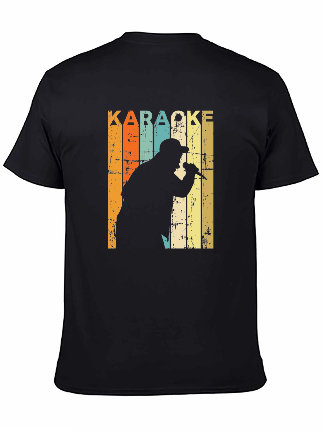 Black Karaoke Singer Retro T-Shirt view 4