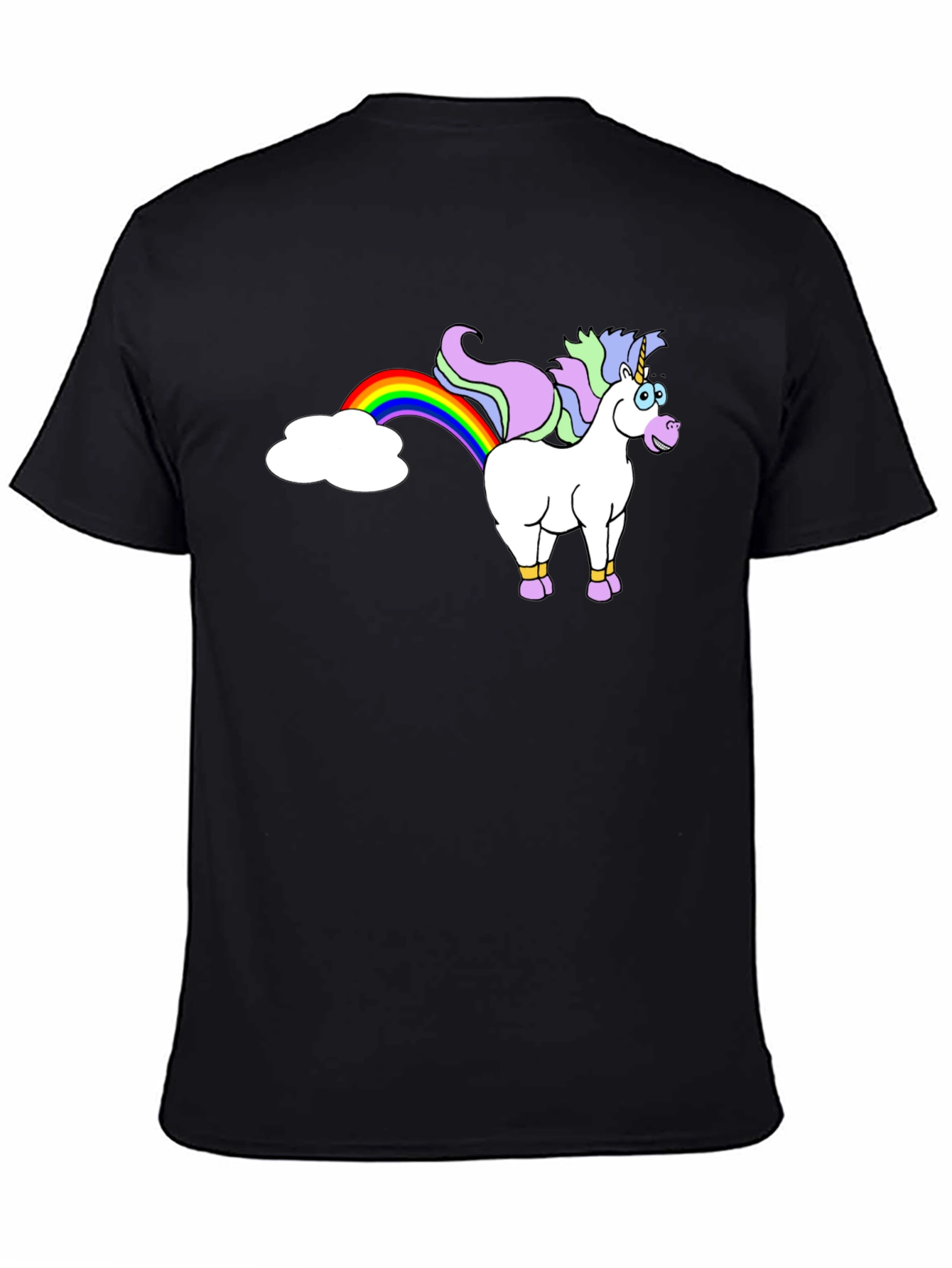 Black Unicorn Rainbow T-Shirt - Black Novelty Tee view 4