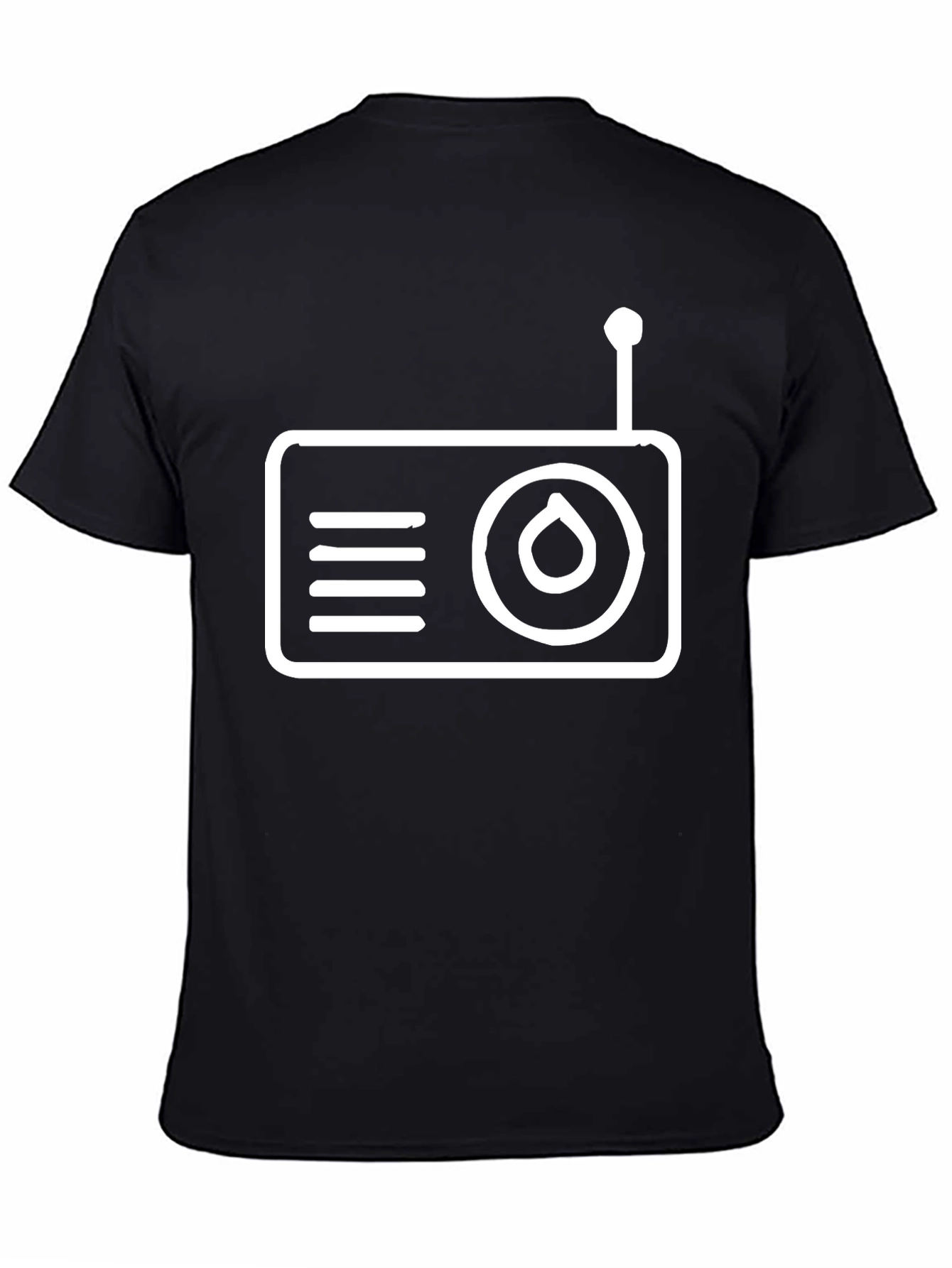 Black Retro Radio Graphic Tee - Black Cotton T-Shirt view 4