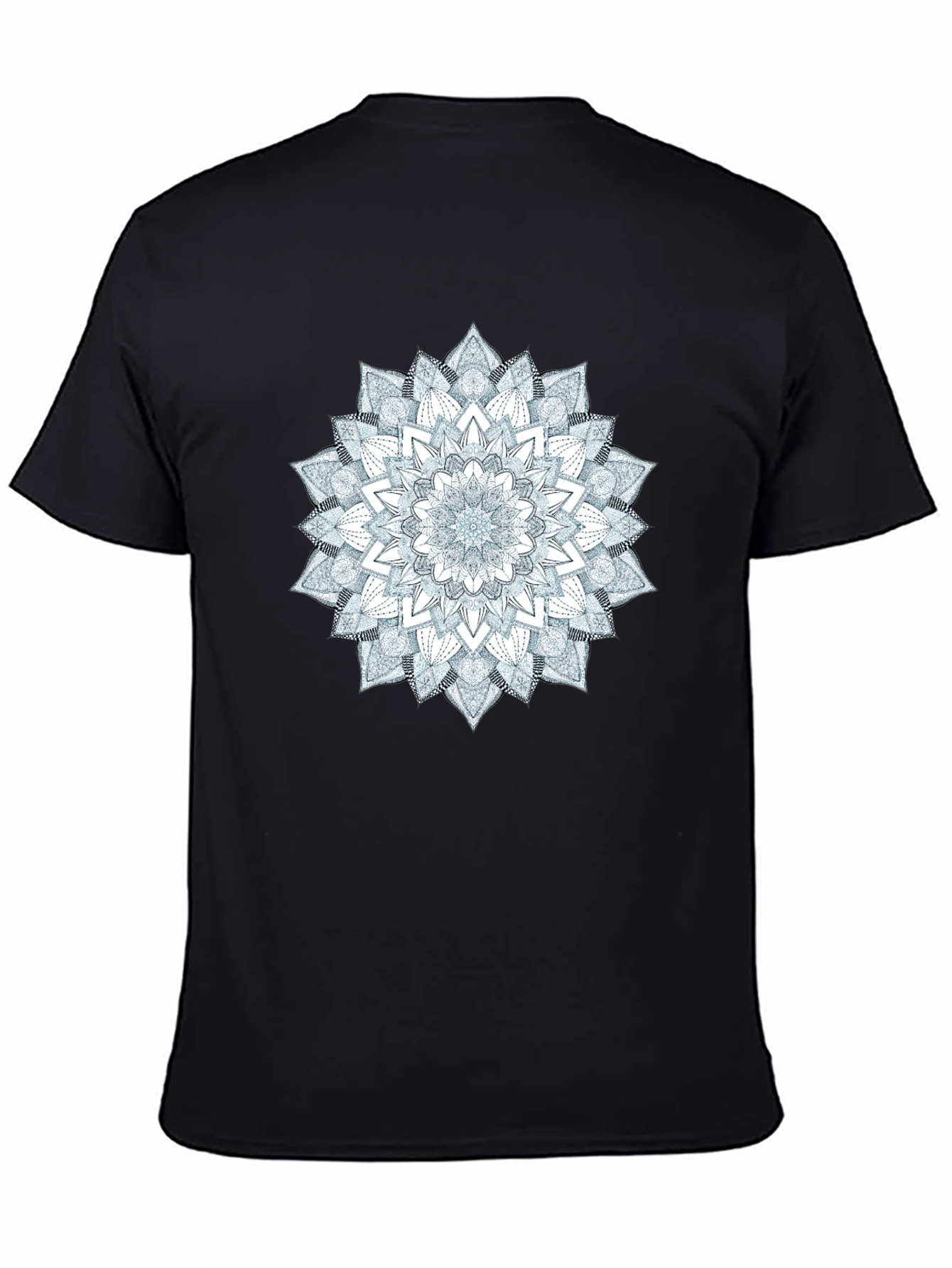 Black Mandala Print Black Crew Neck T-Shirt view 4