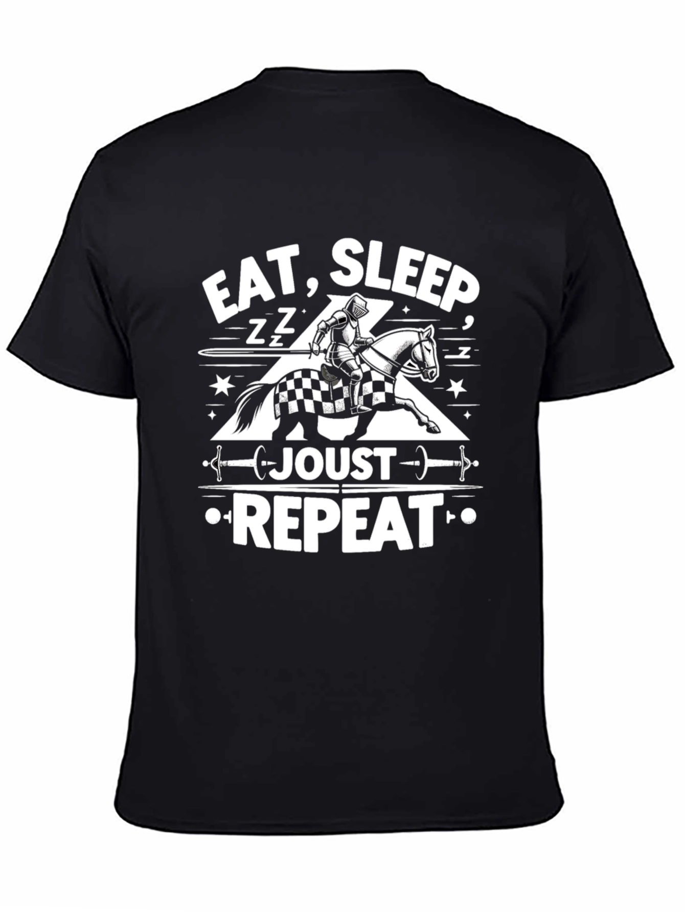 Black Eat Sleep Joust Repeat Black T-Shirt view 4