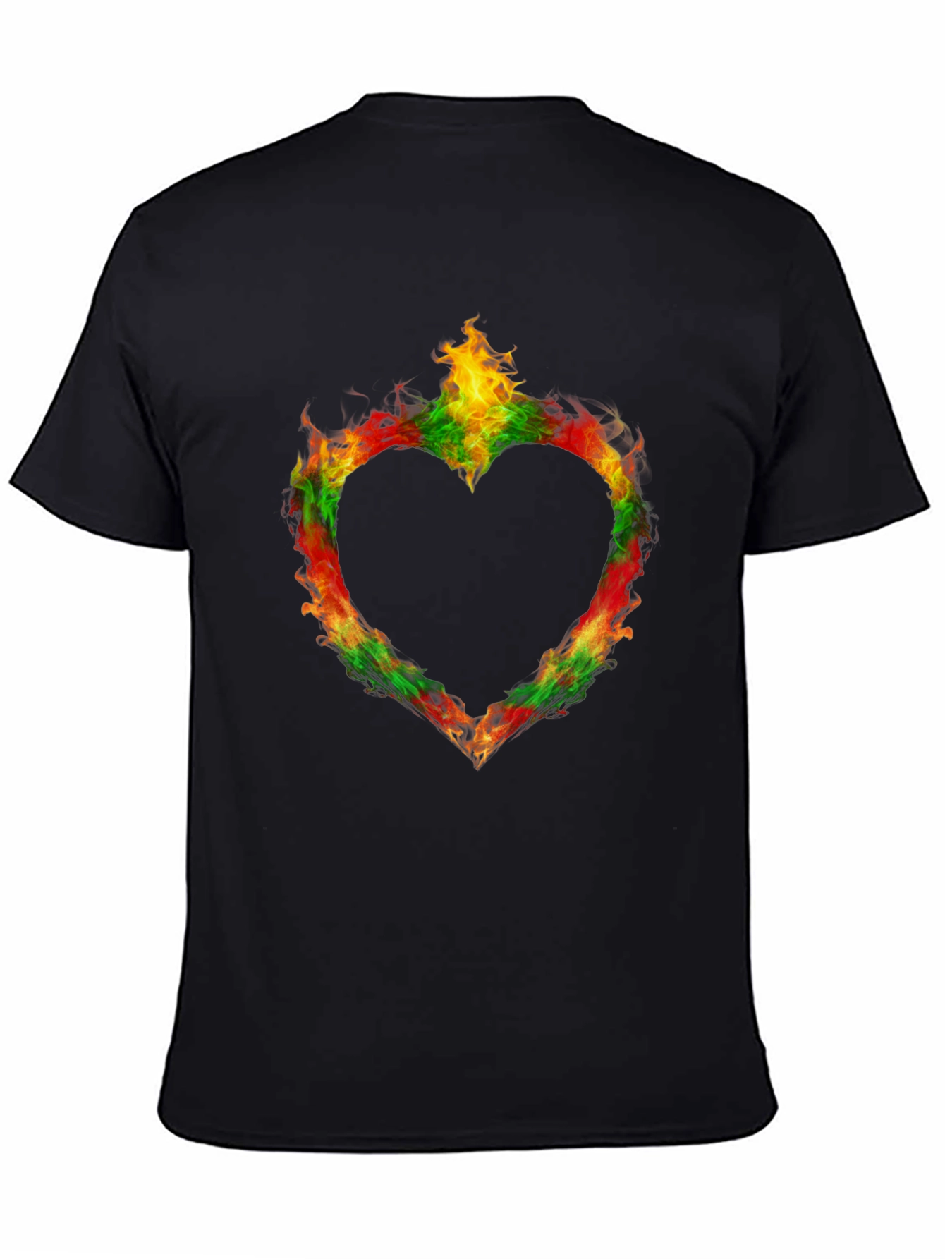 Black Fiery Heart Graphic Black T-Shirt view 4