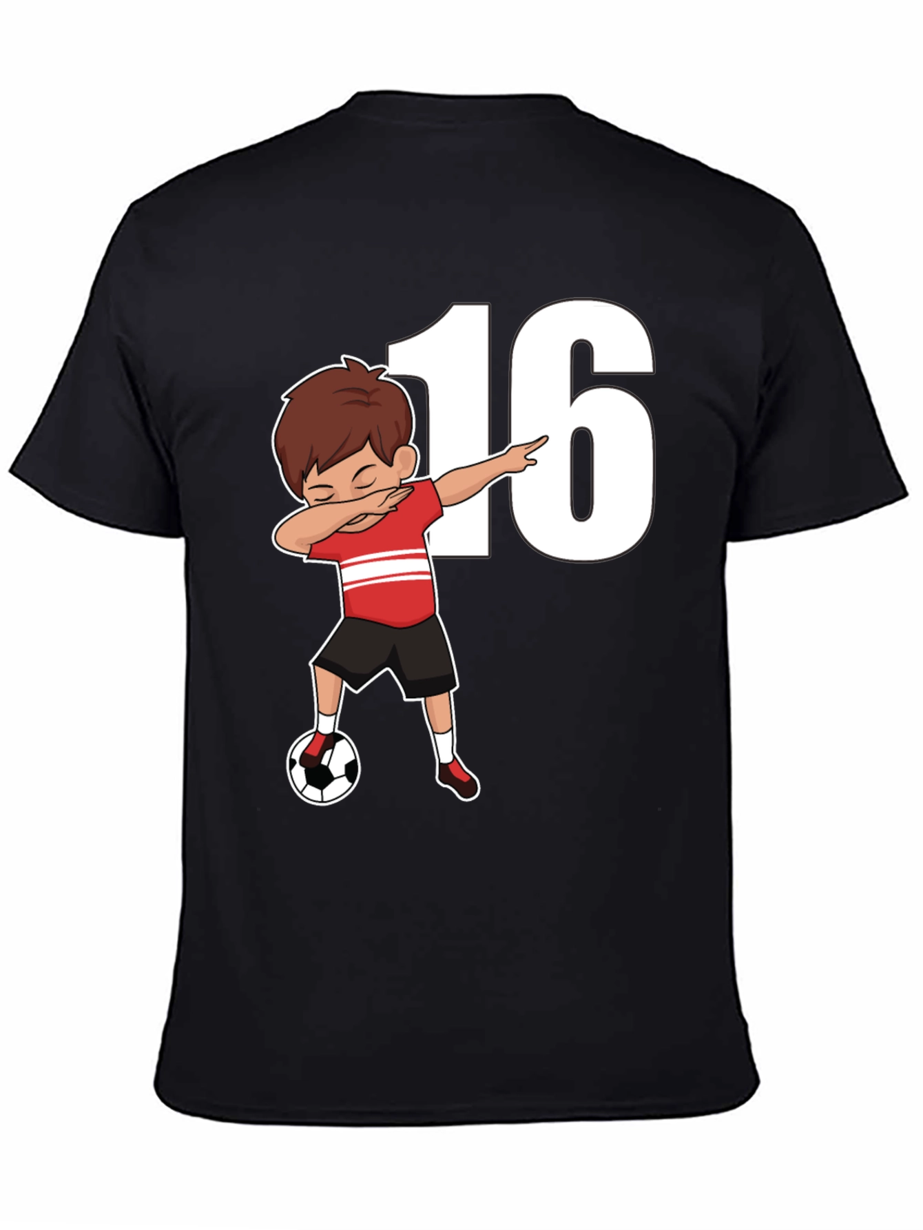 Black Soccer Boy 16th Birthday T-Shirt view 4