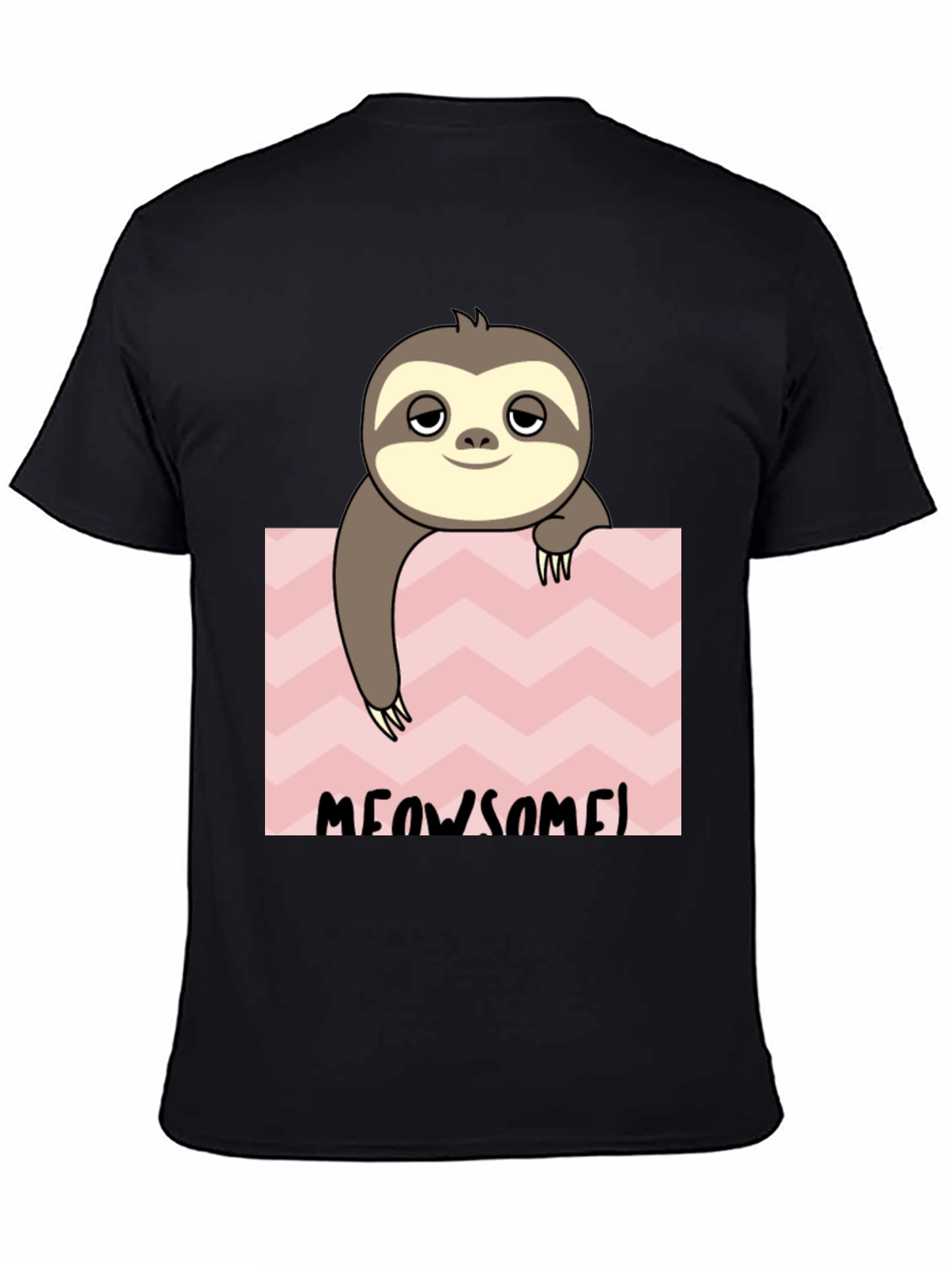 Black Meowsome Sloth Graphic Tee - Black Cotton Blend view 4