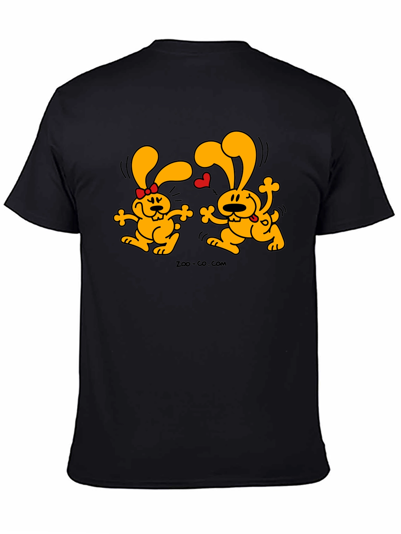 Black Cute Cartoon Couple T-Shirt view 4