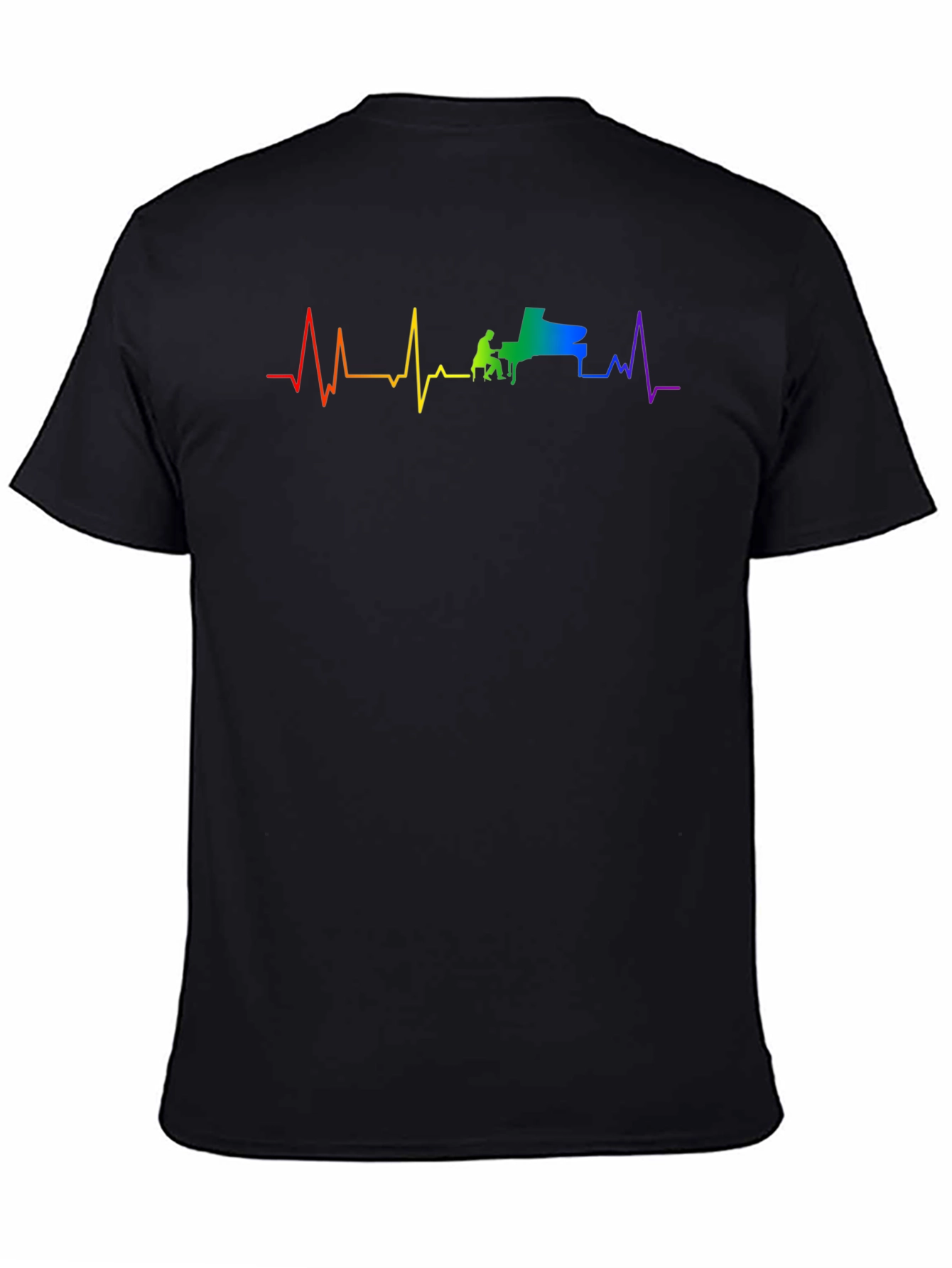 Black Piano Heartbeat Rainbow Graphic Tee - Black view 4
