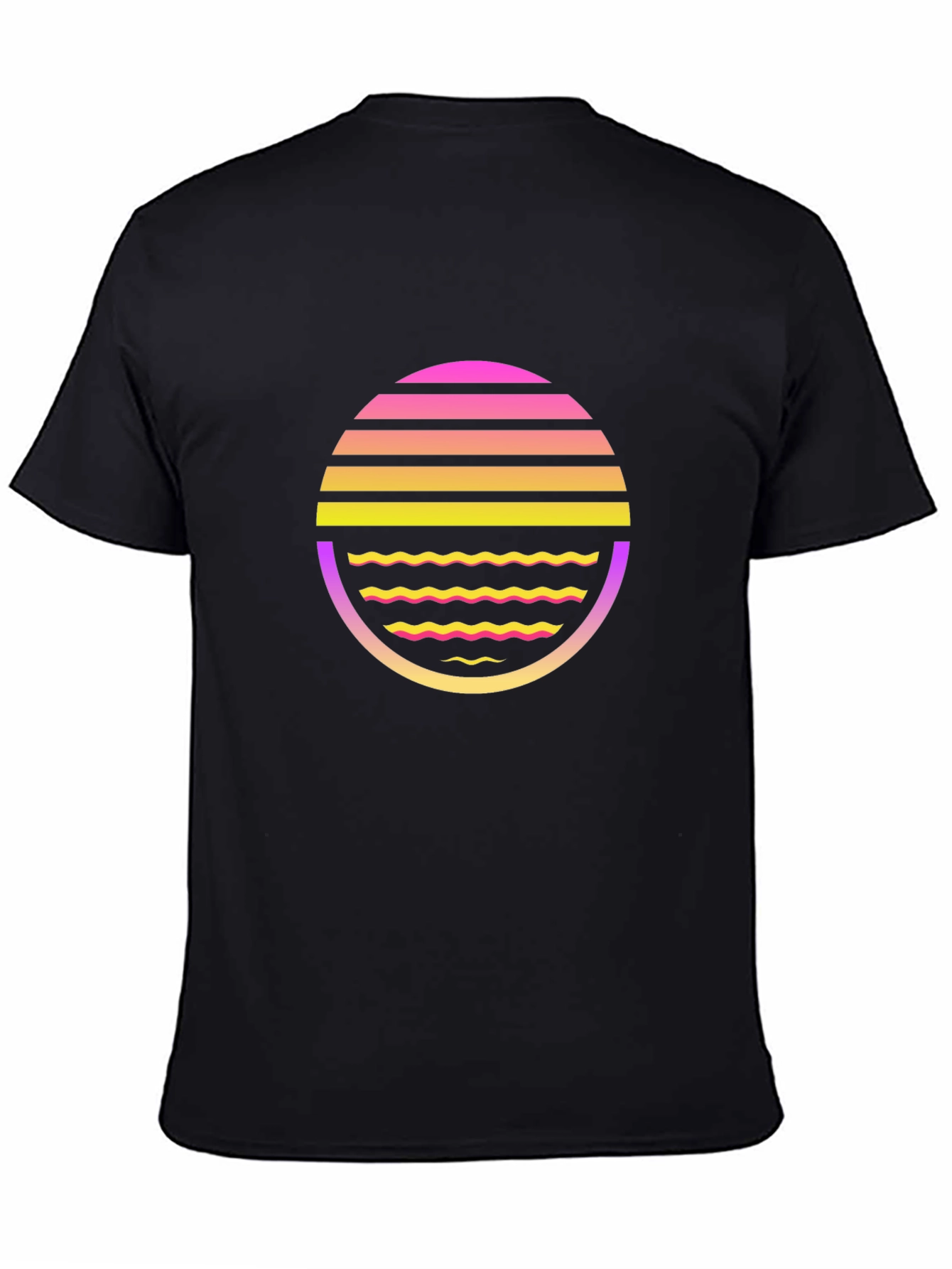 Black Retro Wave Black T-Shirt view 4