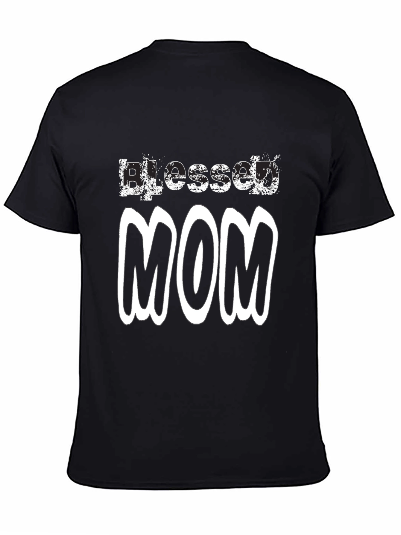 Black Blessed Mom Black T-Shirt - Gift for Mothers view 4