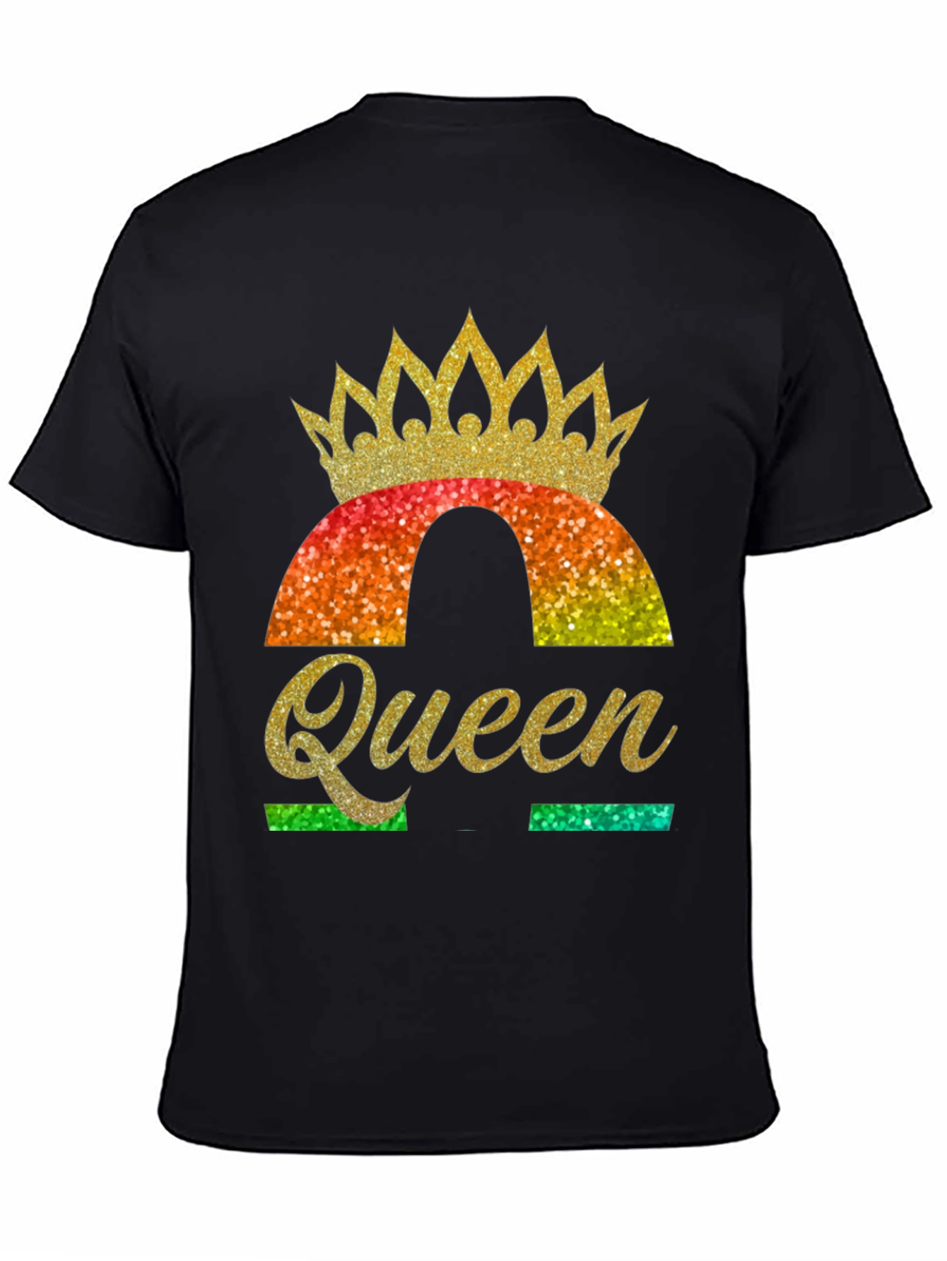 Black Queen Rainbow Glitter Graphic T-Shirt view 4
