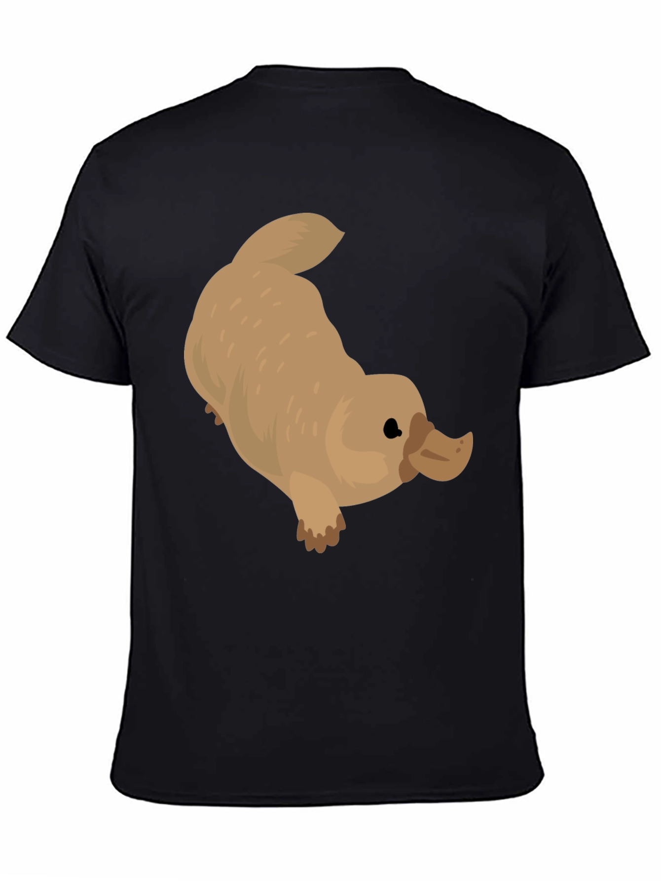Black Cartoon Platypus Graphic Black T-Shirt view 4