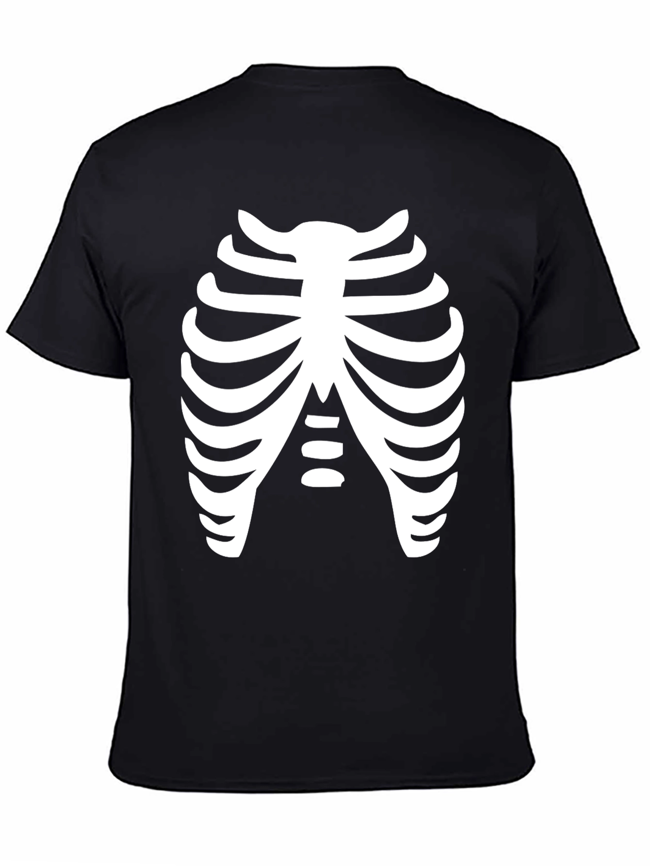 Black Skeleton Rib Cage Black T-Shirt Costume view 4