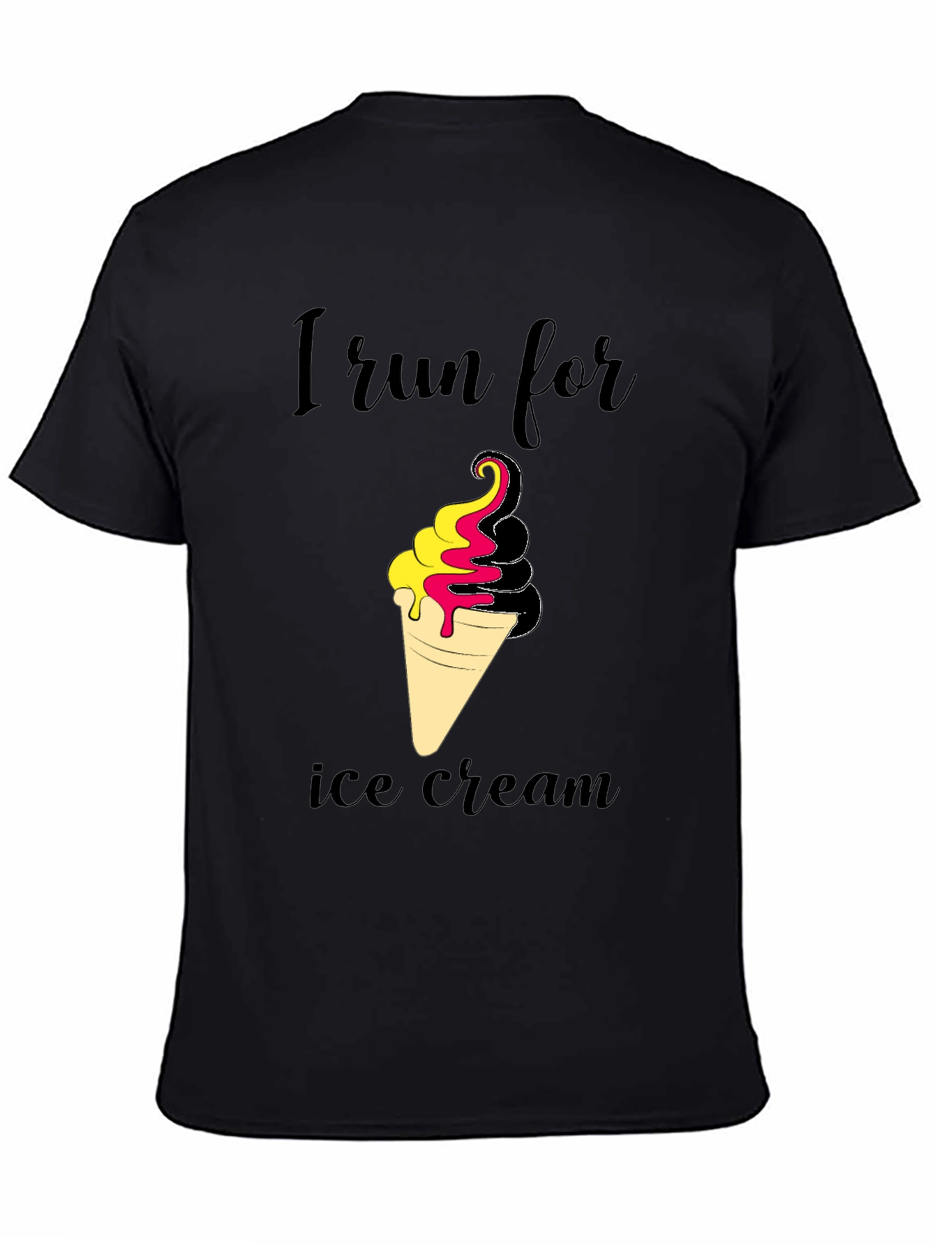 Black I Run For Ice Cream Black T-Shirt view 4
