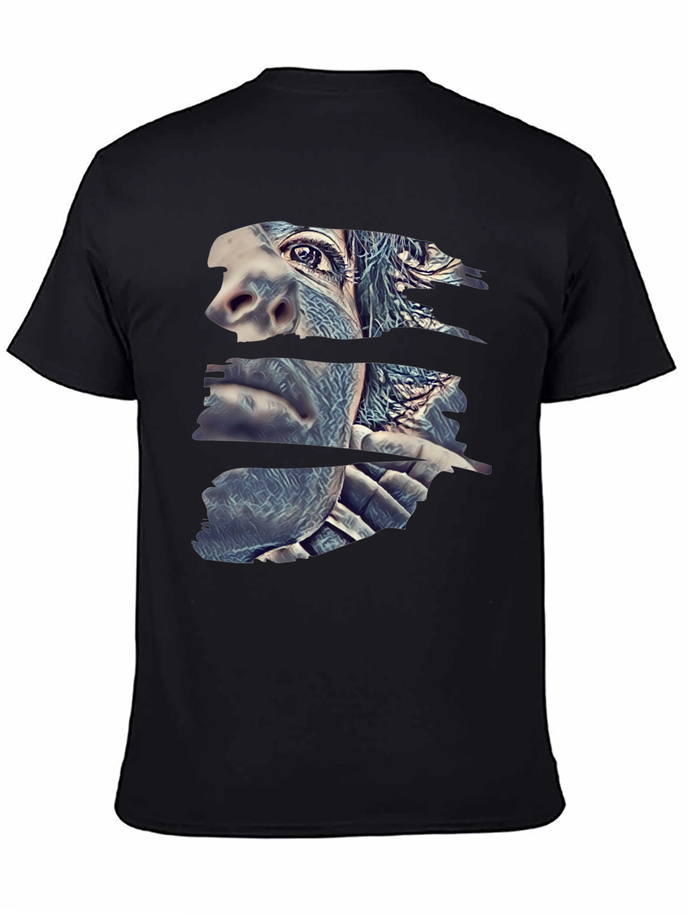 Black Abstract Gorilla Face Black T-Shirt view 4
