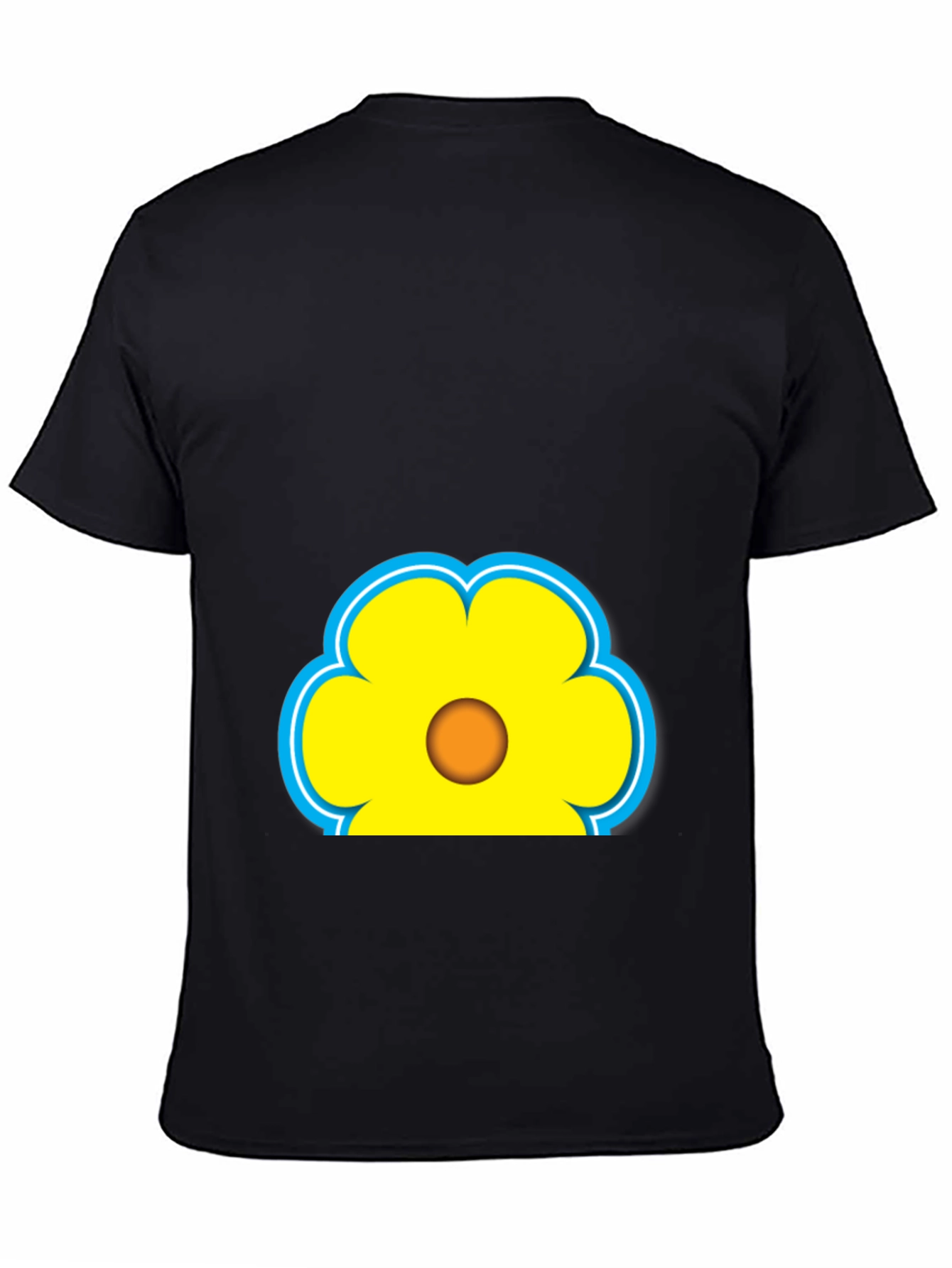 Black Fun Flower Graphic Tee - Black Cotton Blend Casual Shirt view 4