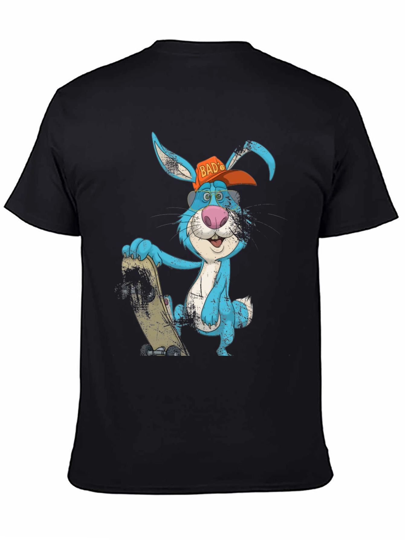 Black Skater Bunny Graphic Tee - Cool Cartoon Style view 4