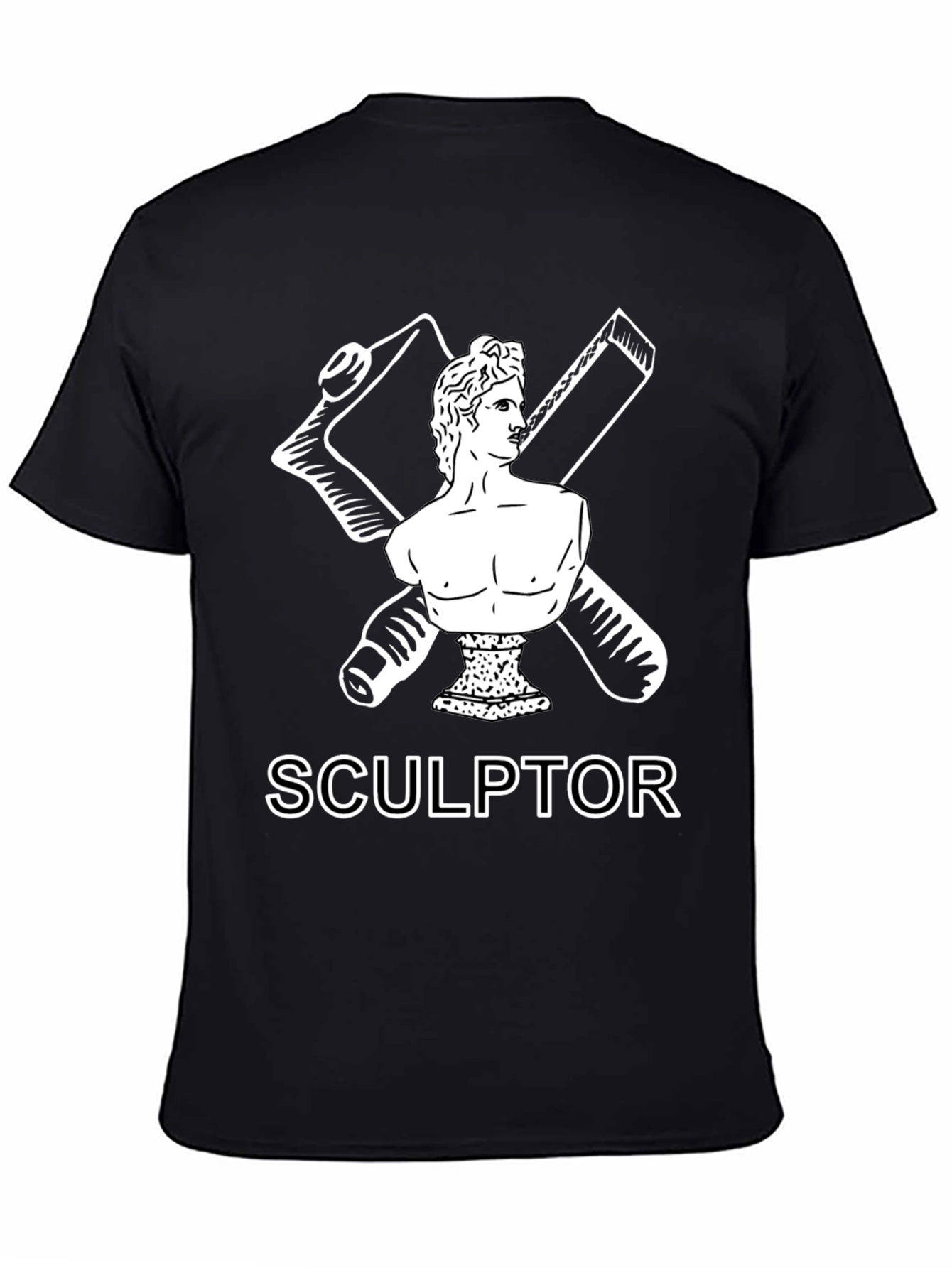Black Sculptor Graphic Tee - Artistic Black T-Shirt view 4