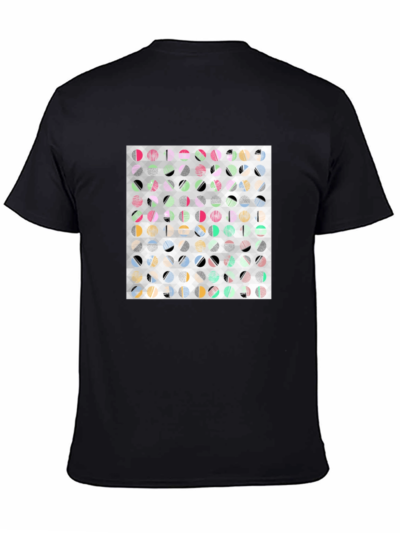 Black Abstract Geometric Print Black T-Shirt view 4