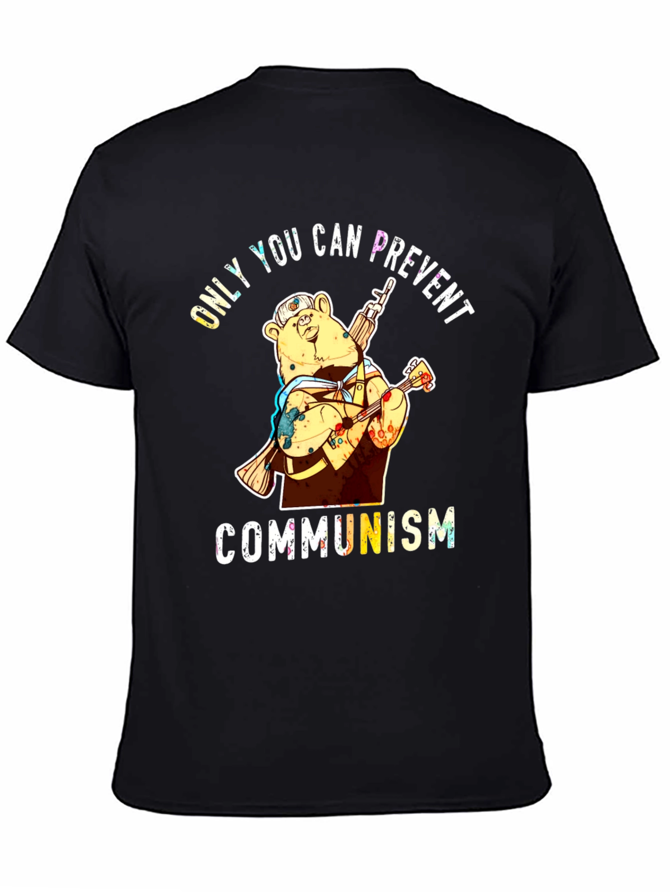Black Only YOU Can Prevent Communism Bear T-Shirt view 4