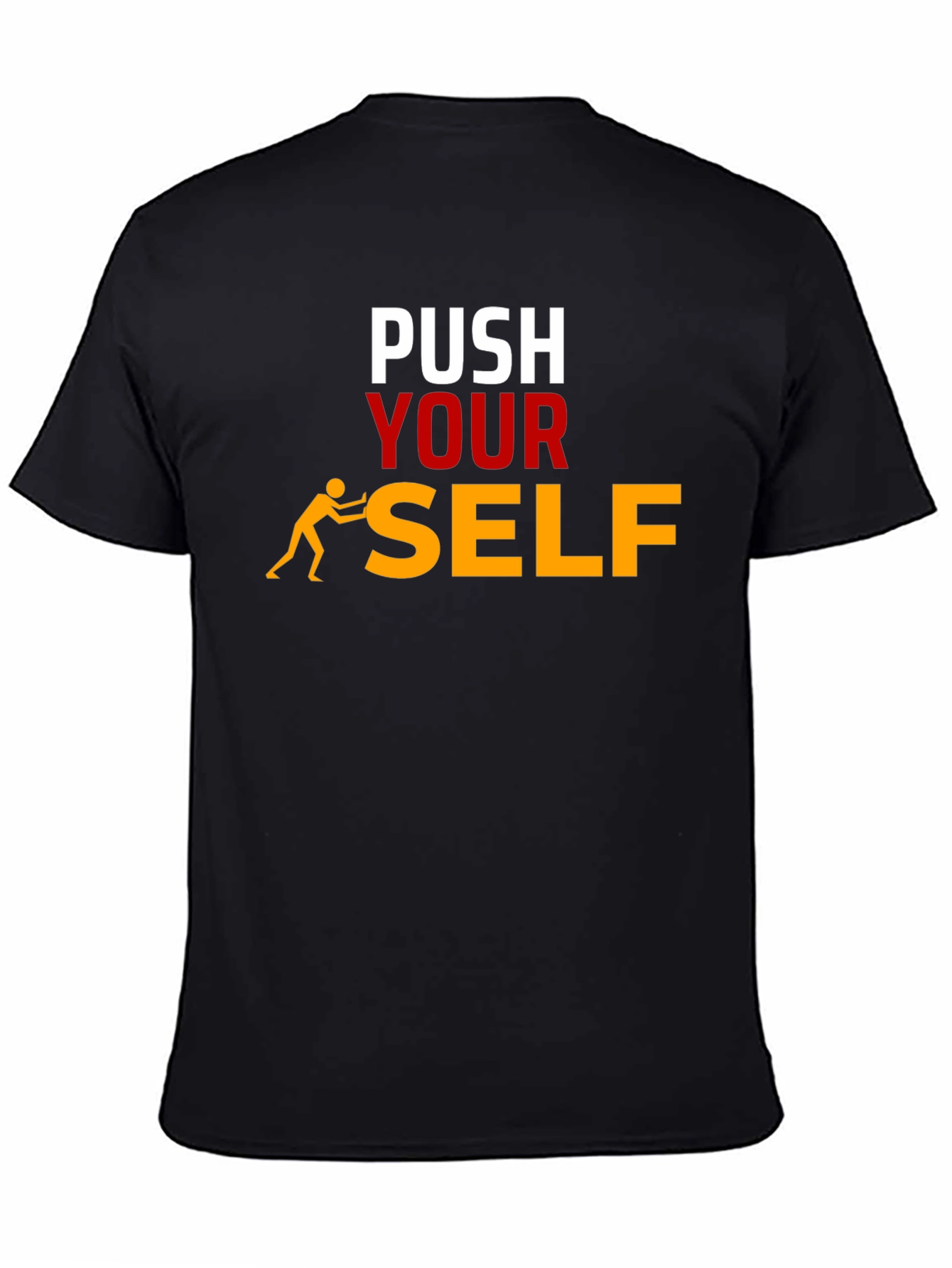 Black Push Yourself Graphic T-Shirt - Motivational Tee view 4