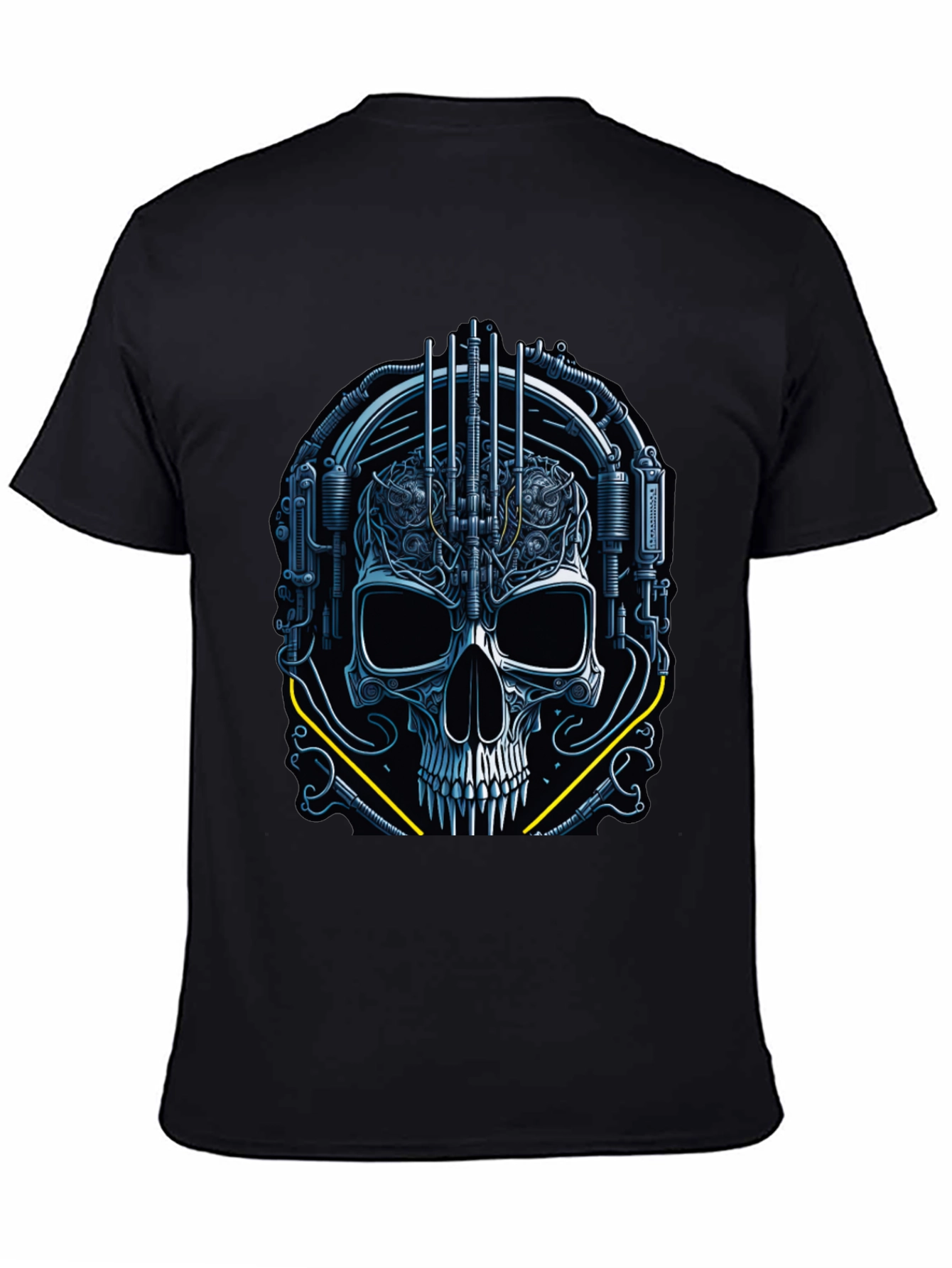 Black Cyberpunk Skull Graphic Tee - Dark Future Style view 4