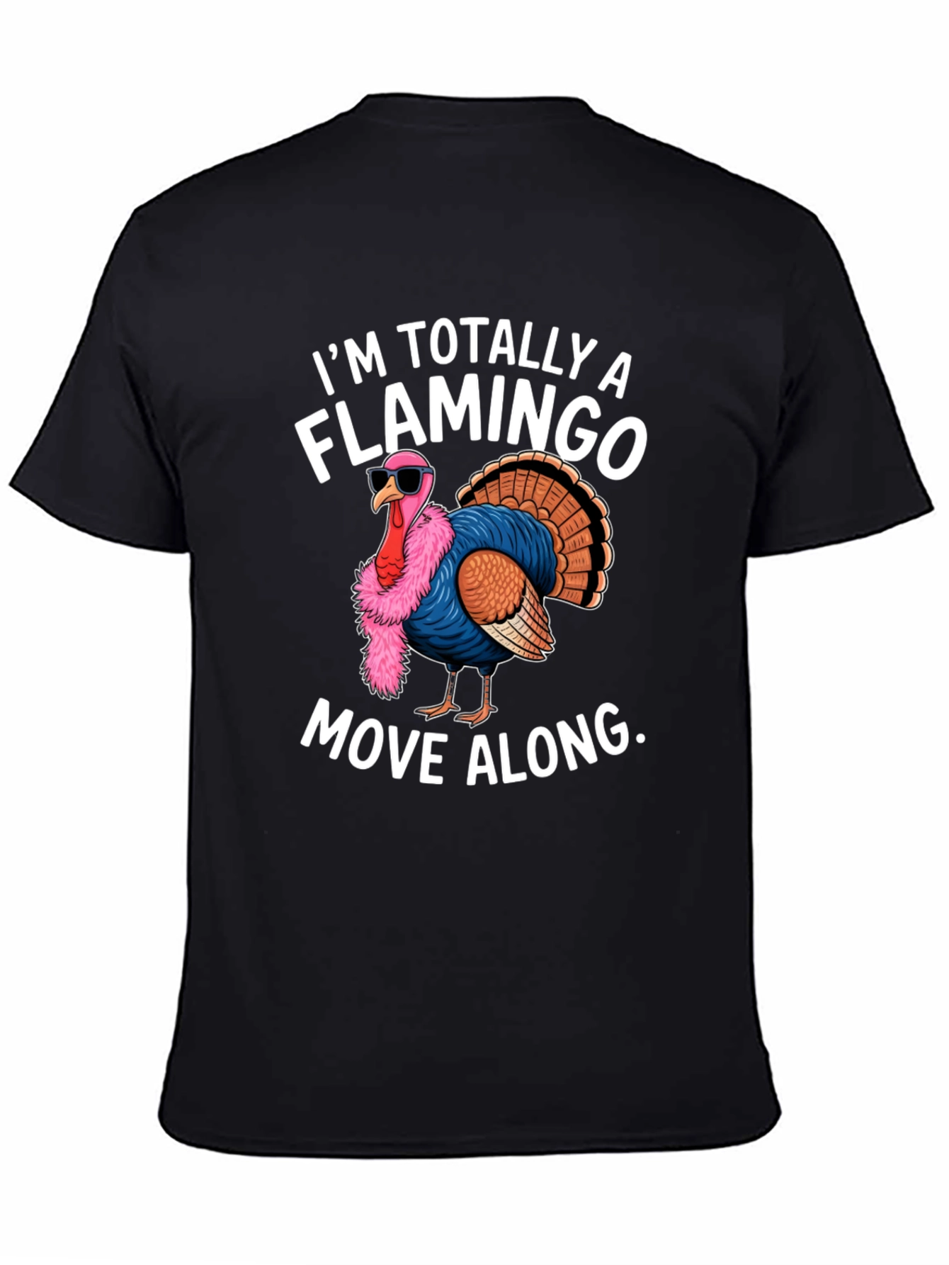 Black Funny Turkey Flamingo Graphic T-Shirt view 4