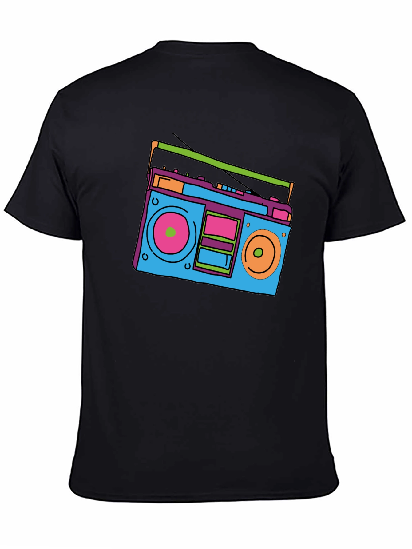 Black Retro Boombox Graphic Tee - Classic 80s Style view 4