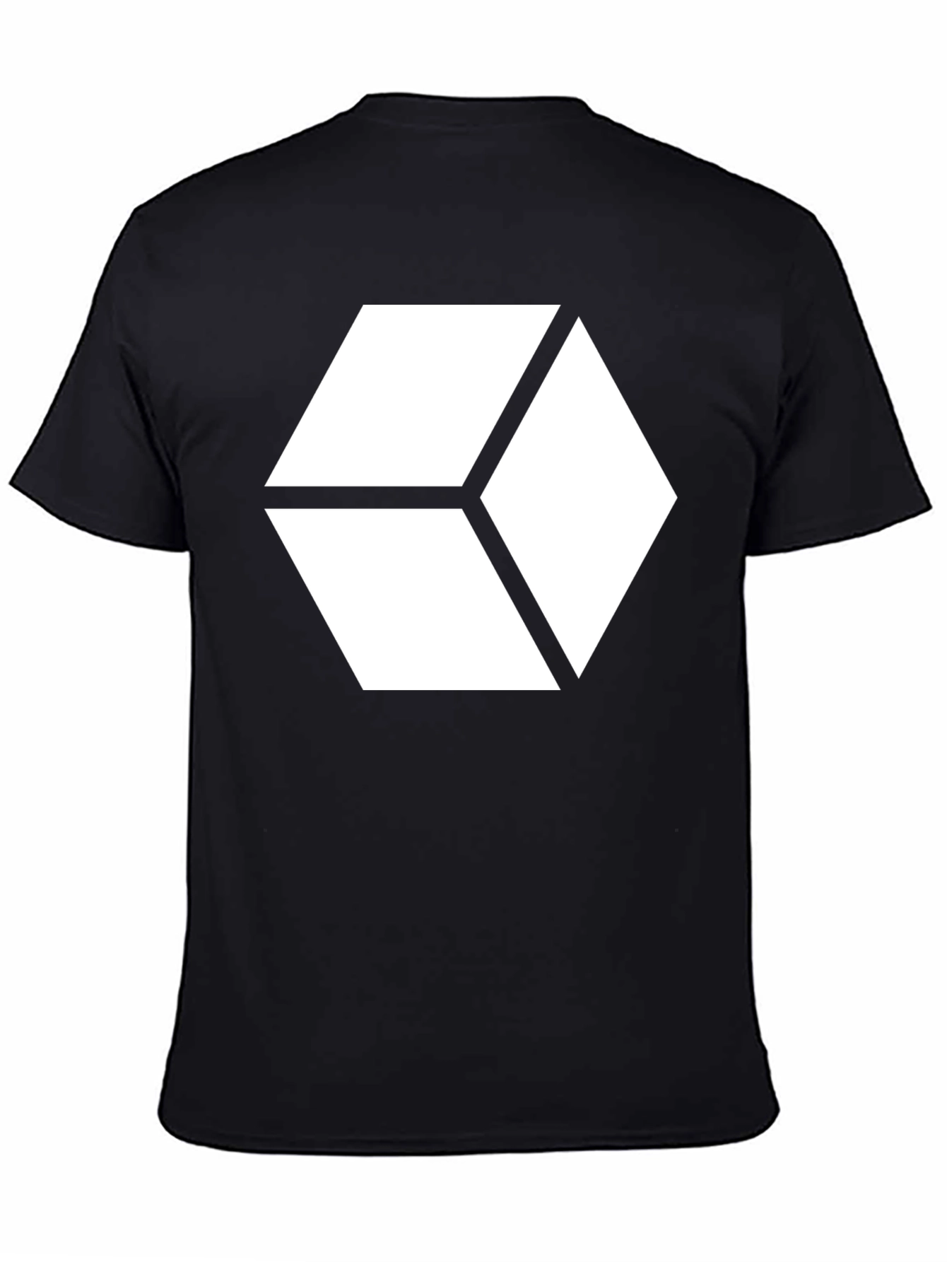 Black Abstract Cube Graphic Tee - Modern Black T-Shirt view 4