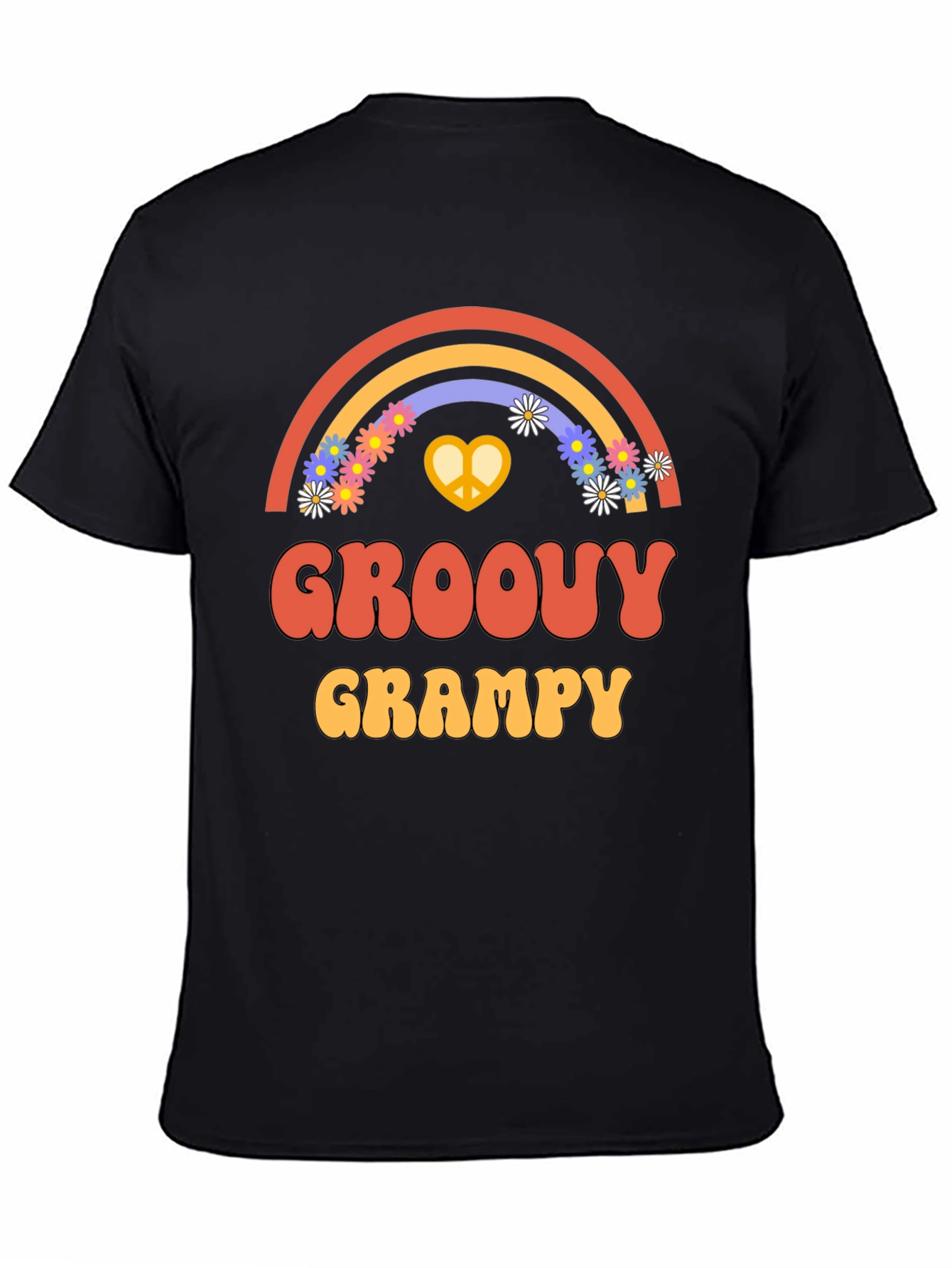 Black Groovy Grampy T-Shirt - Retro Rainbow Design view 4