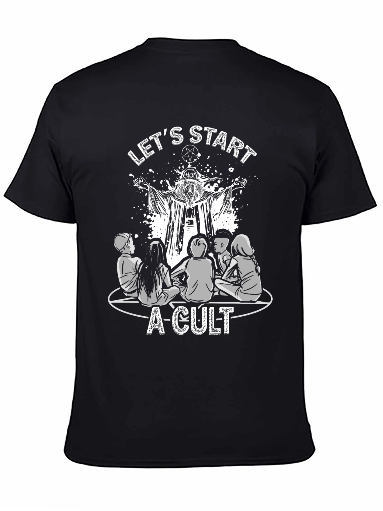 Black Let's Start a Cult Graphic Tee view 4