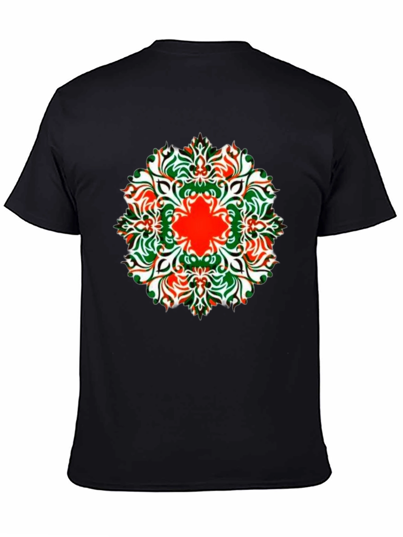 Black Stylish Black Tee with Colorful Mandala Design view 4