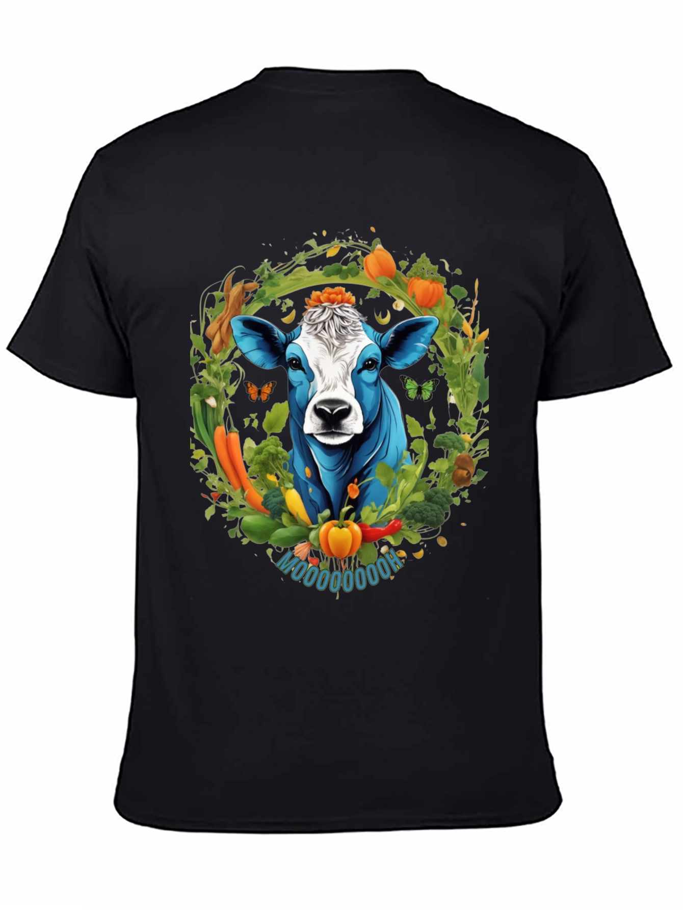 Black Vegan Cow Graphic Tee - Farm Fresh Style view 4
