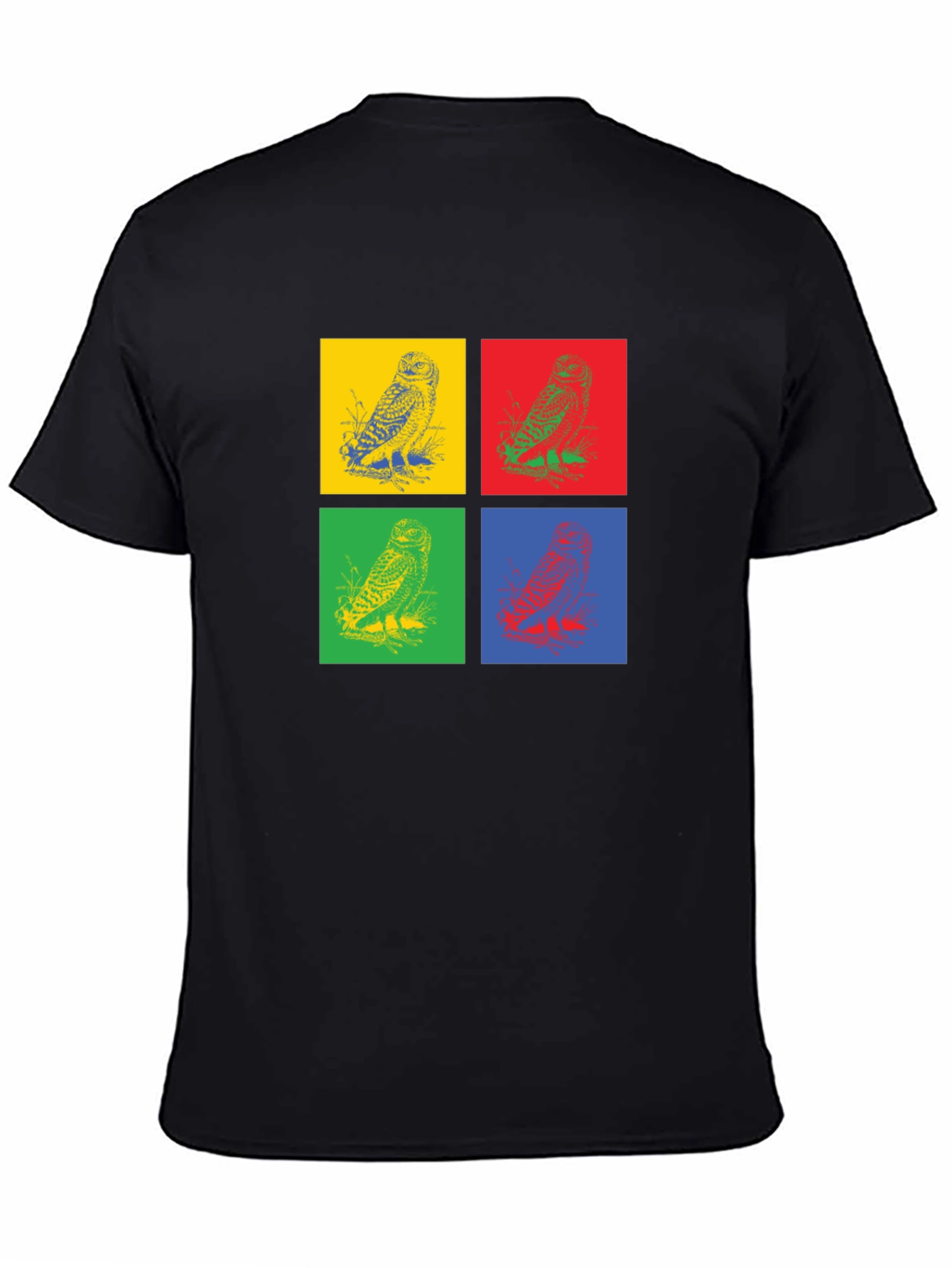 Black Owl Pop Art Graphic Black T-Shirt view 4