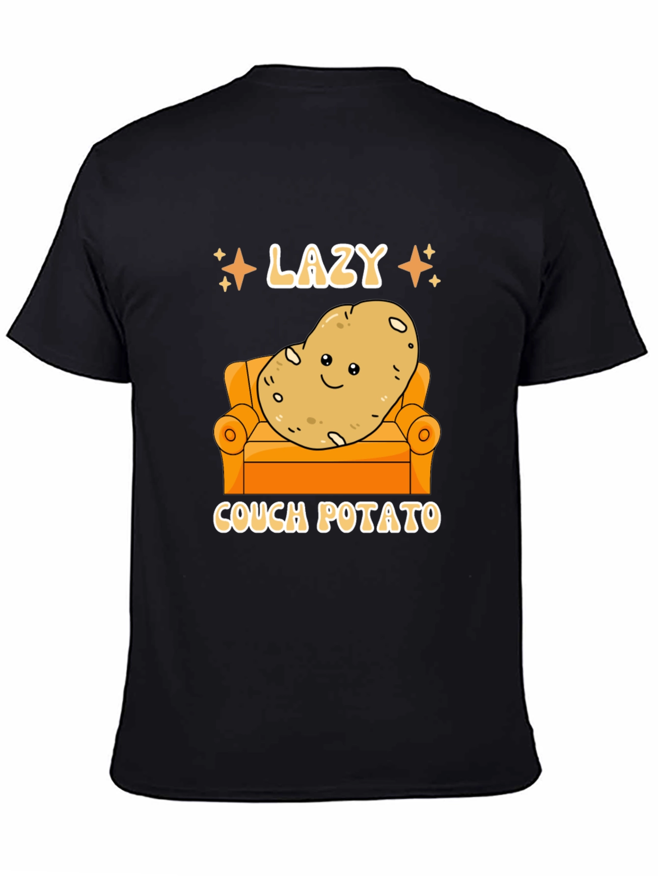 Black Lazy Couch Potato Graphic T-Shirt Funny Design view 4