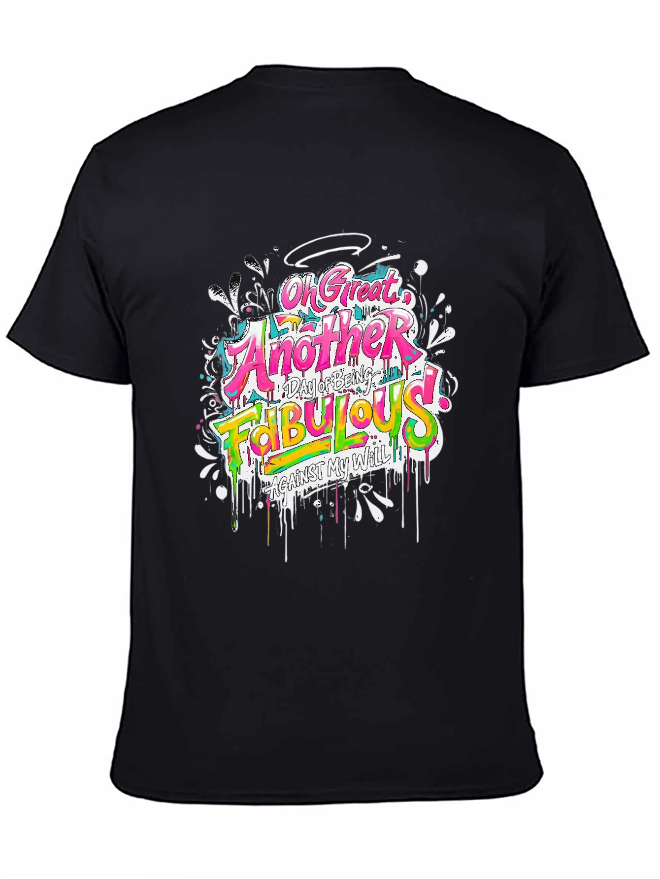 Black Funny Fabulous Graphic Tee - Unisex Casual Black T-Shirt view 4