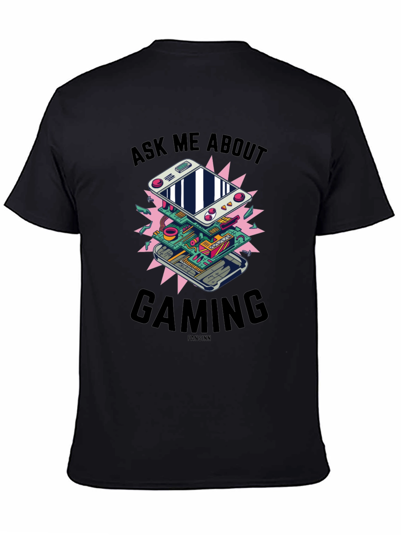 Black Ask Me About Gaming Graphic T-Shirt view 4