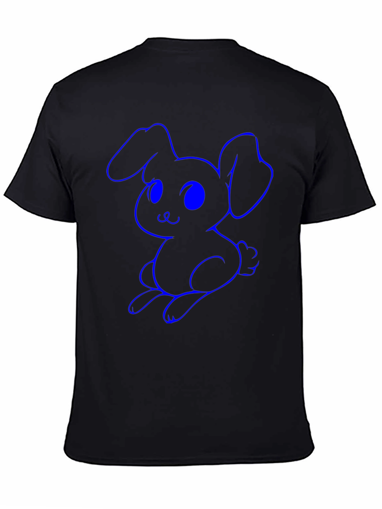 Black Cute Bunny Graphic Tee - Black Cotton Shirt view 4