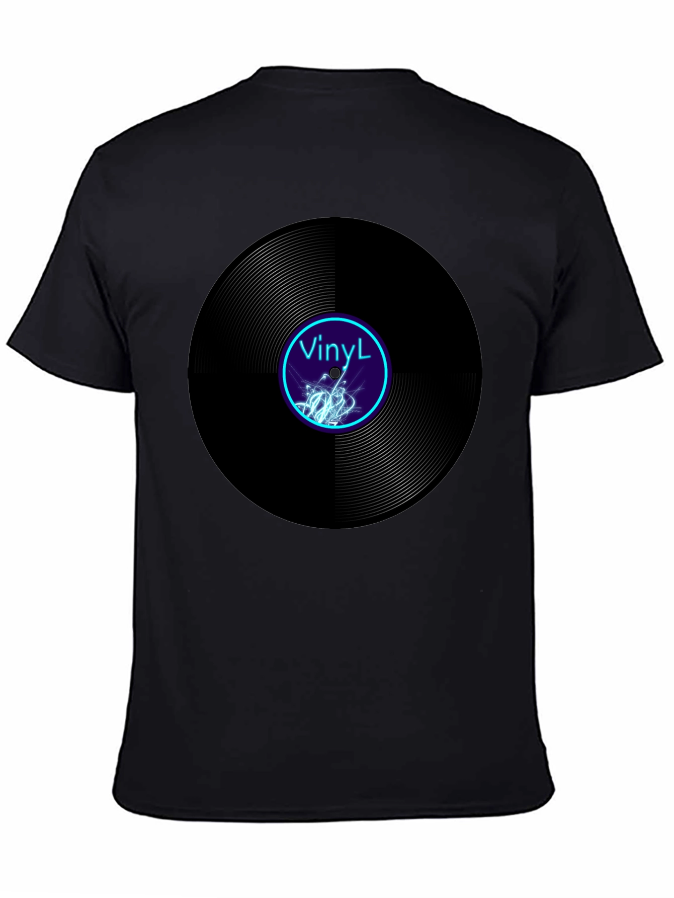 Black Vinyl Record Graphic Tee - Cool Music Lover T-Shirt view 4