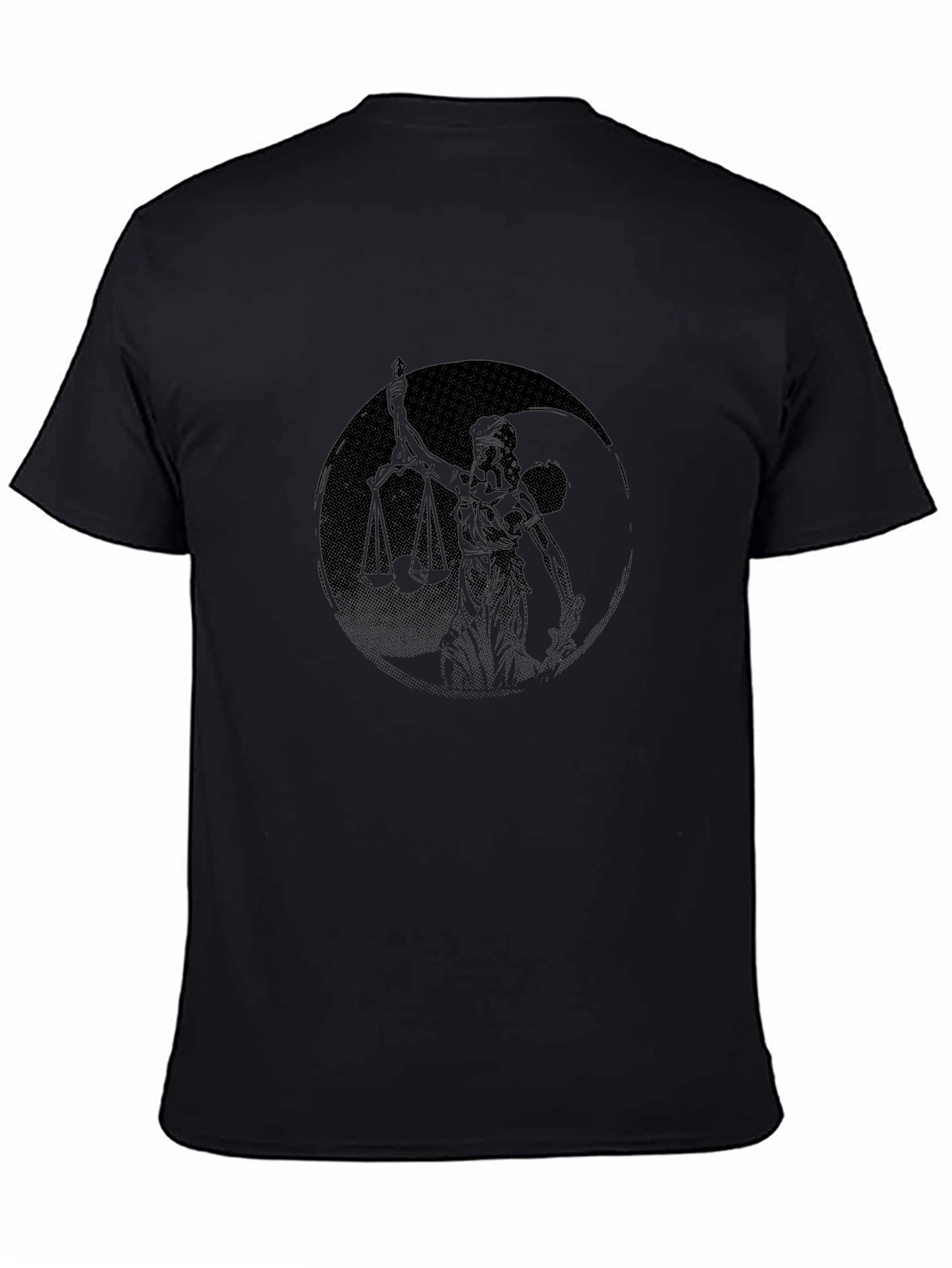 Black Scales of Justice Yin Yang Graphic Tee - Black view 4