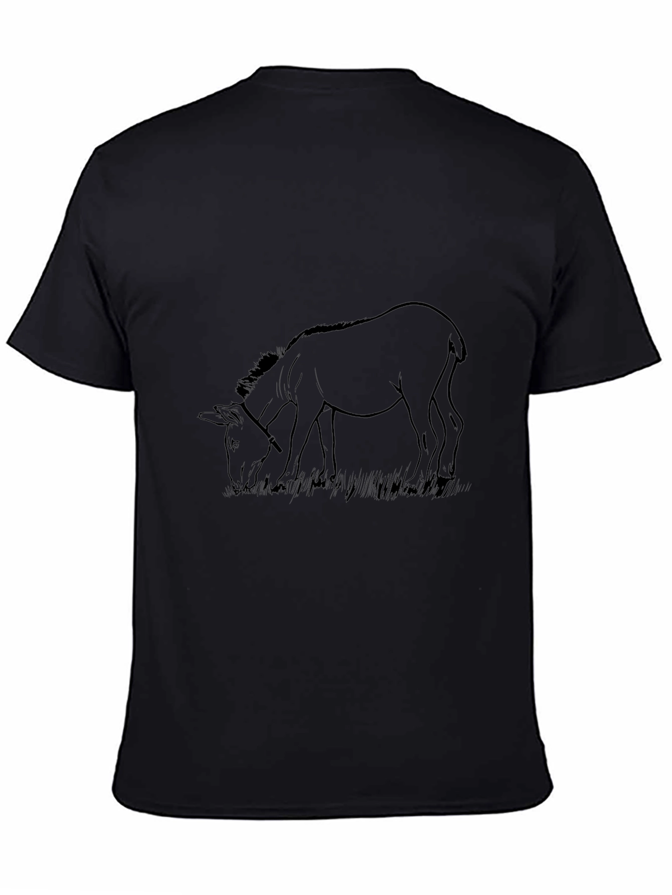 Black Black T-Shirt with Donkey Design view 4