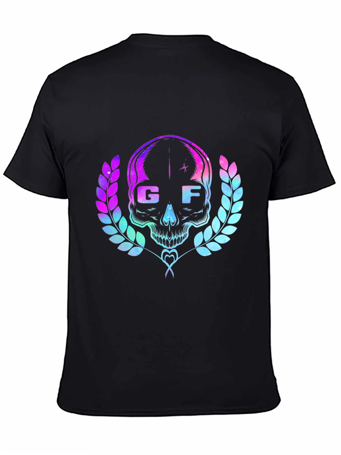 Black GF Skull Graphic Tee - Cool Retro Design view 4