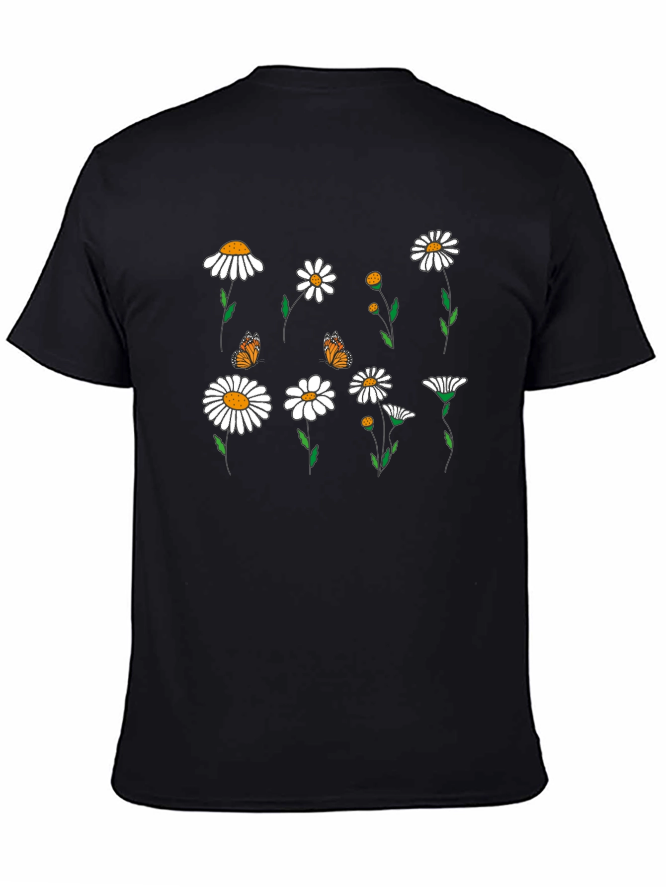 Black Floral Butterfly Graphic Tee - Black Casual T-Shirt view 4